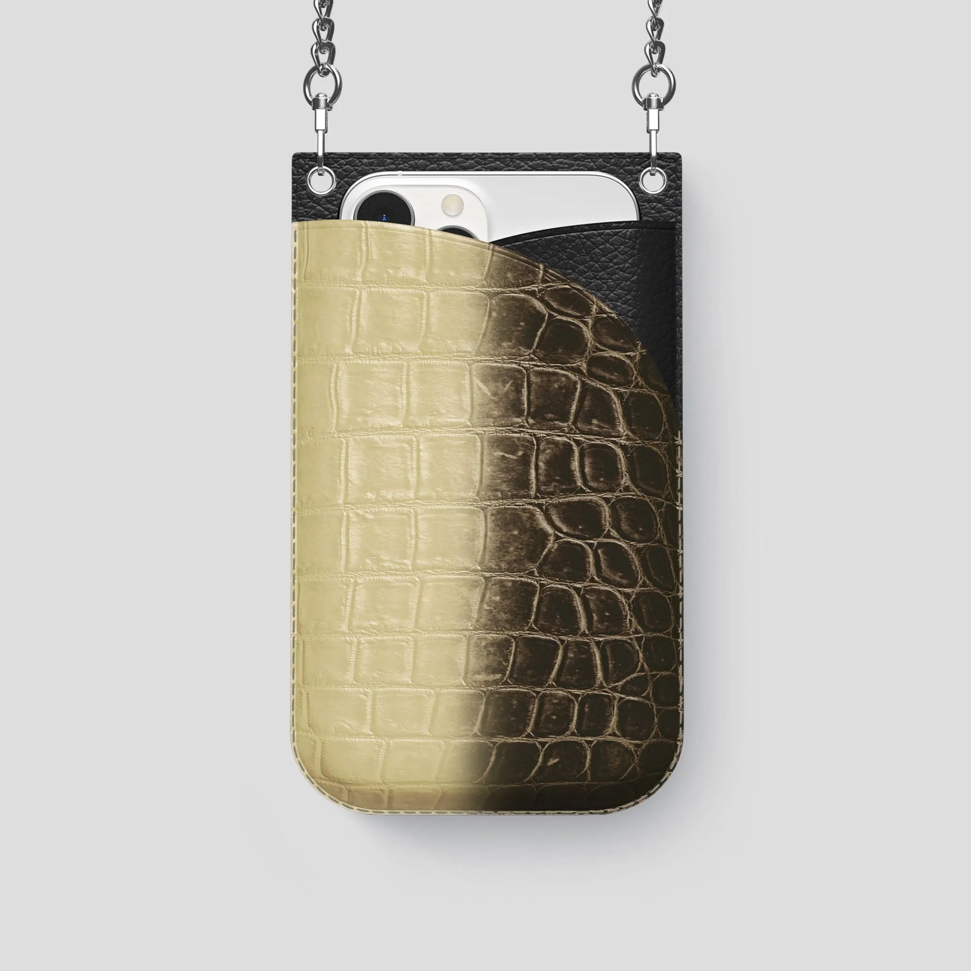 Crossbody Bag For iPhone 14 Pro In Himalayan Crocodile