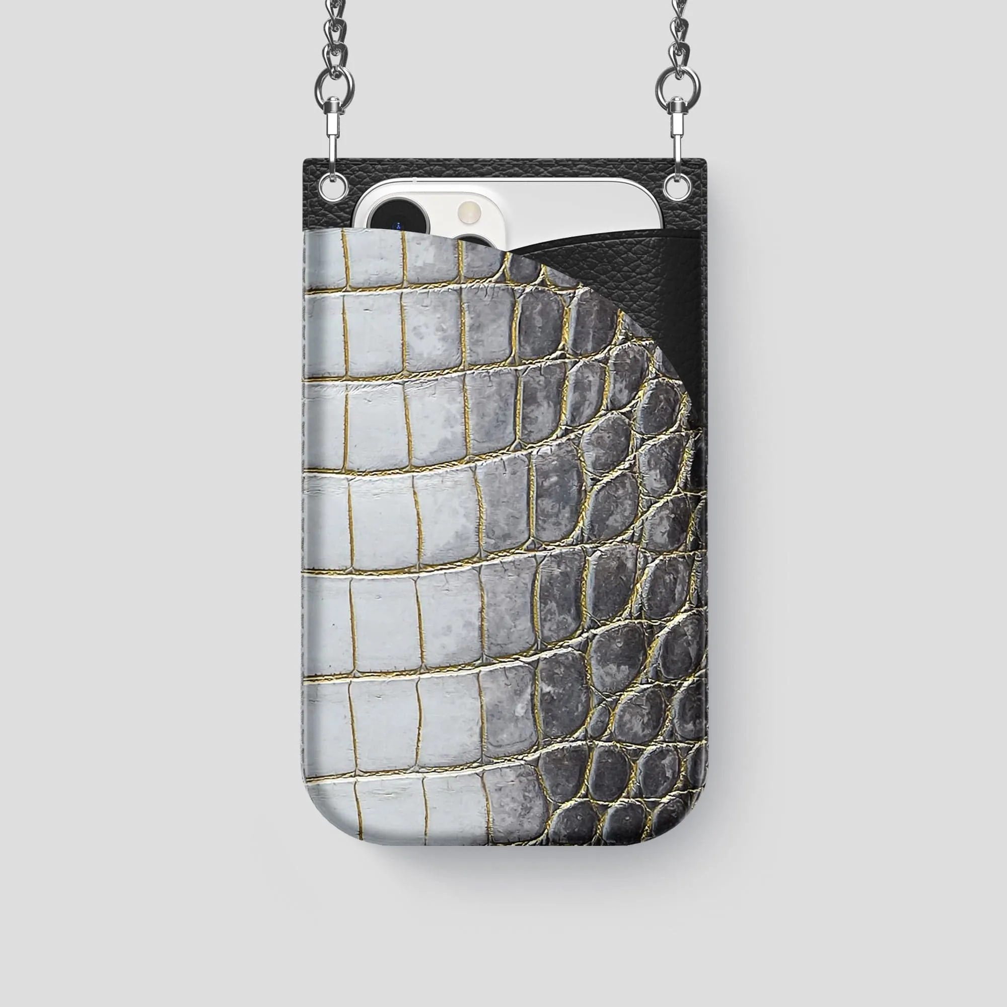 Crossbody Bag For iPhone 14 Pro In Himalayan Crocodile