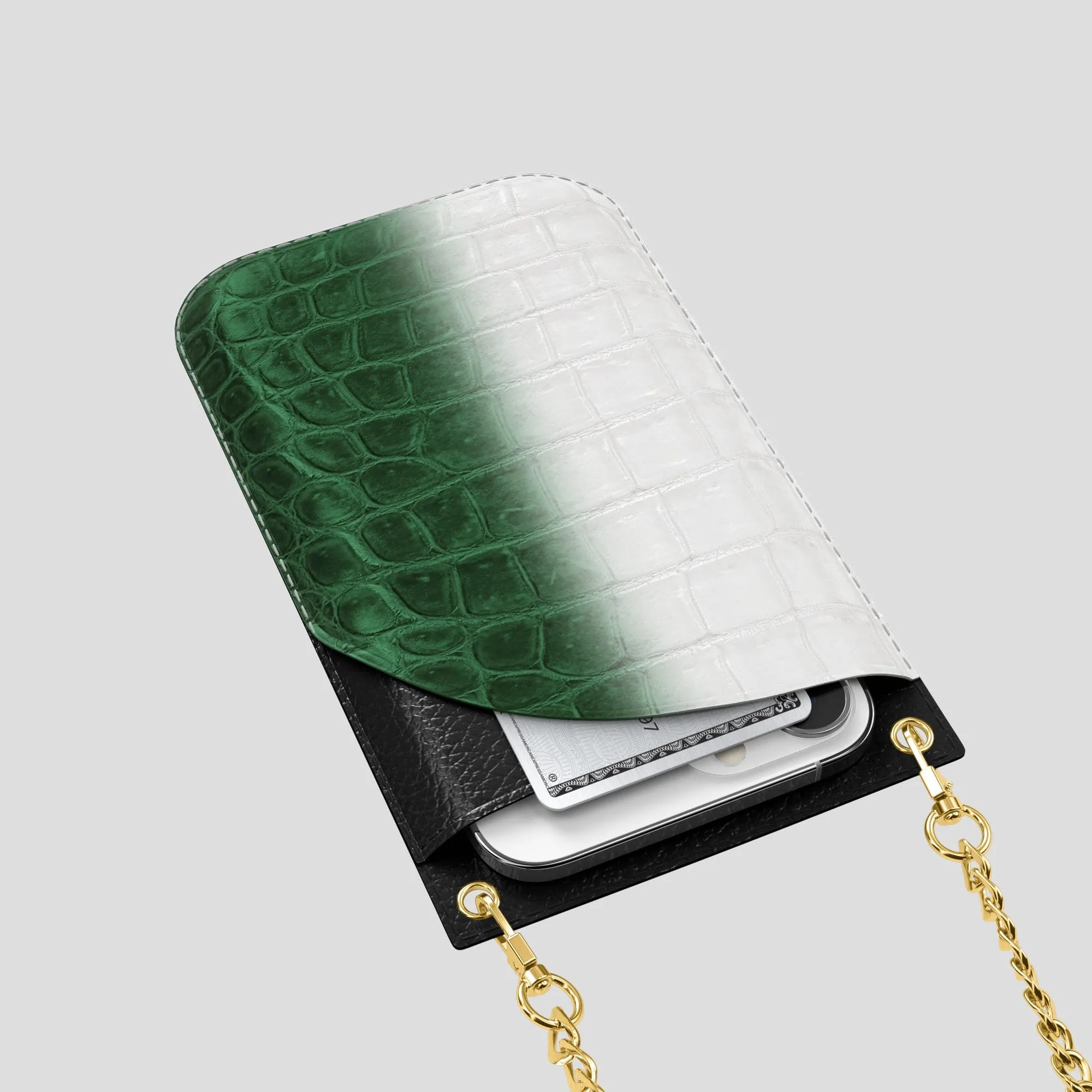 Crossbody Bag For iPhone 14 Pro In Himalayan Crocodile