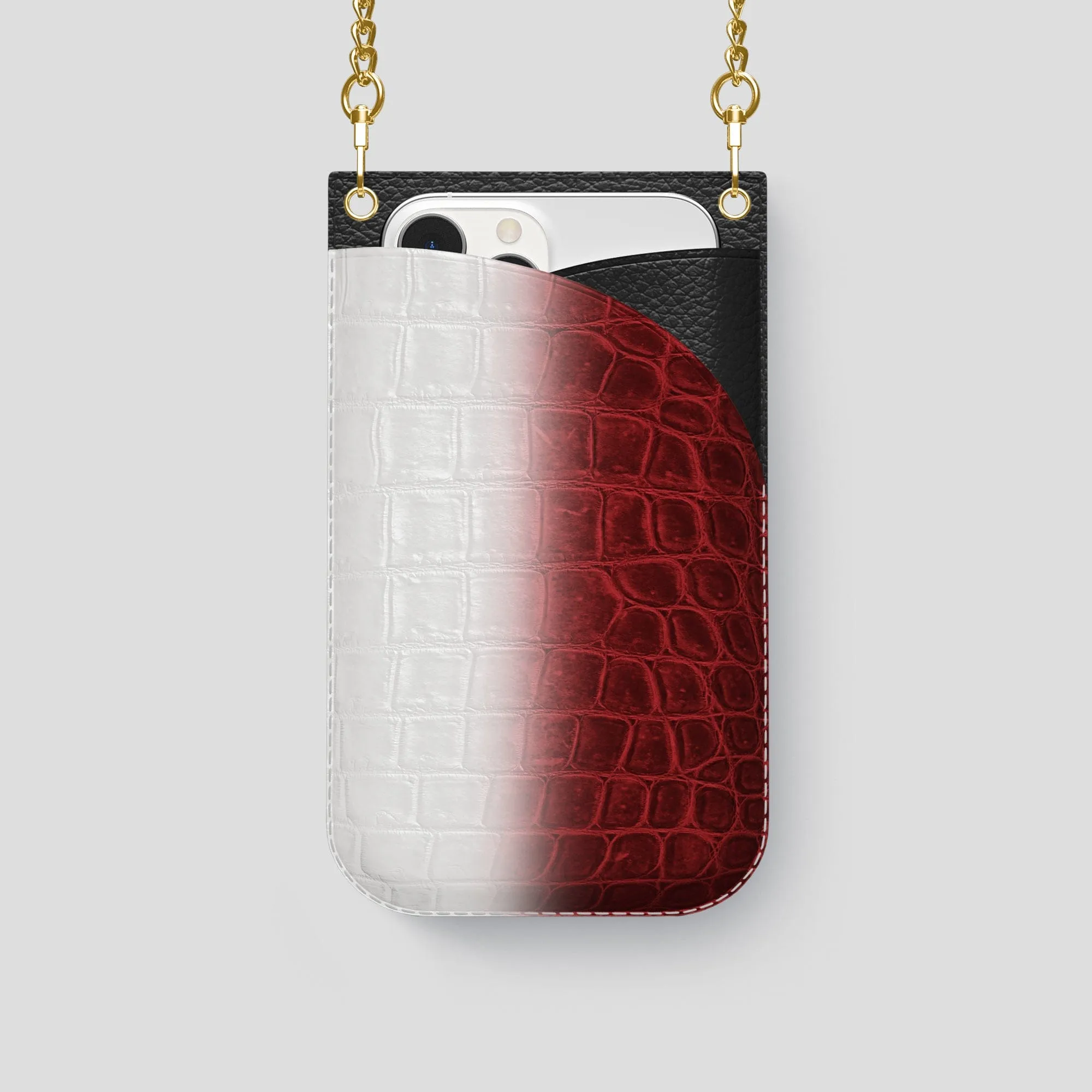 Crossbody Bag For iPhone 14 Pro In Himalayan Crocodile