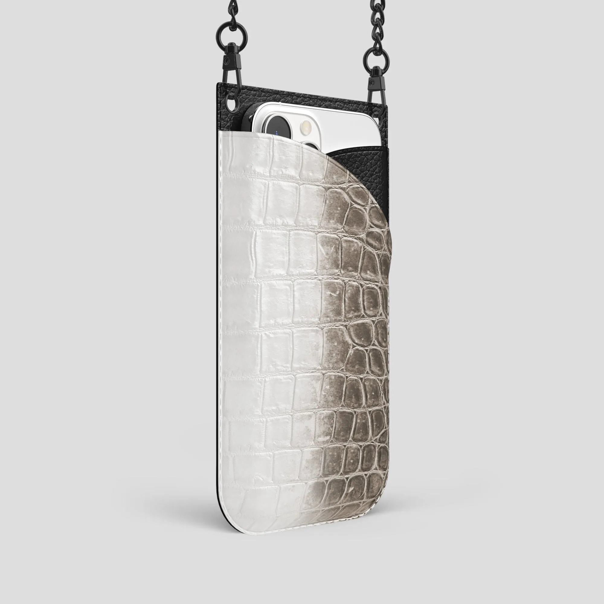 Crossbody Bag For iPhone 14 Pro In Himalayan Crocodile