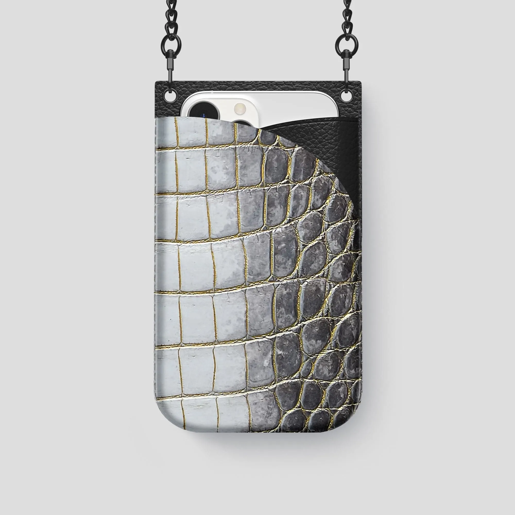 Crossbody Bag For iPhone 14 Pro In Himalayan Crocodile
