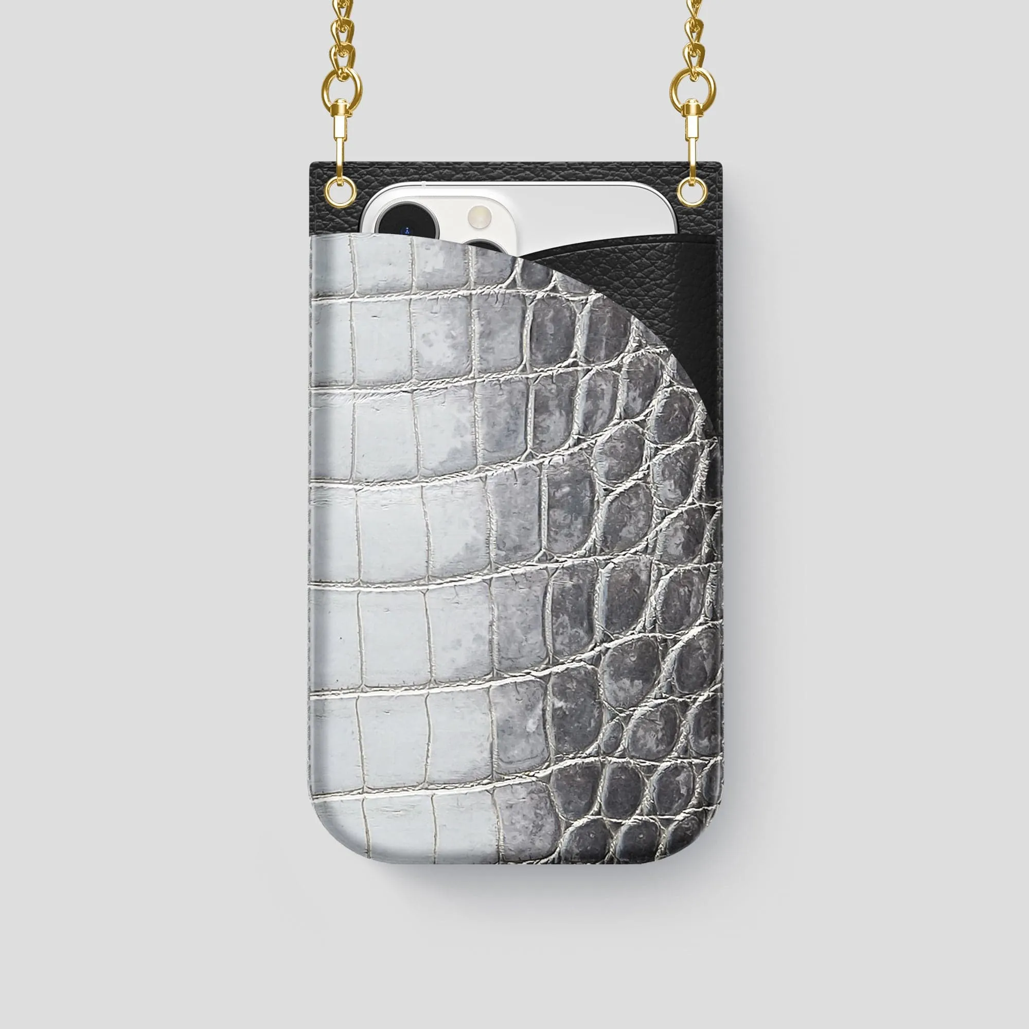 Crossbody Bag For iPhone 14 Pro In Himalayan Crocodile