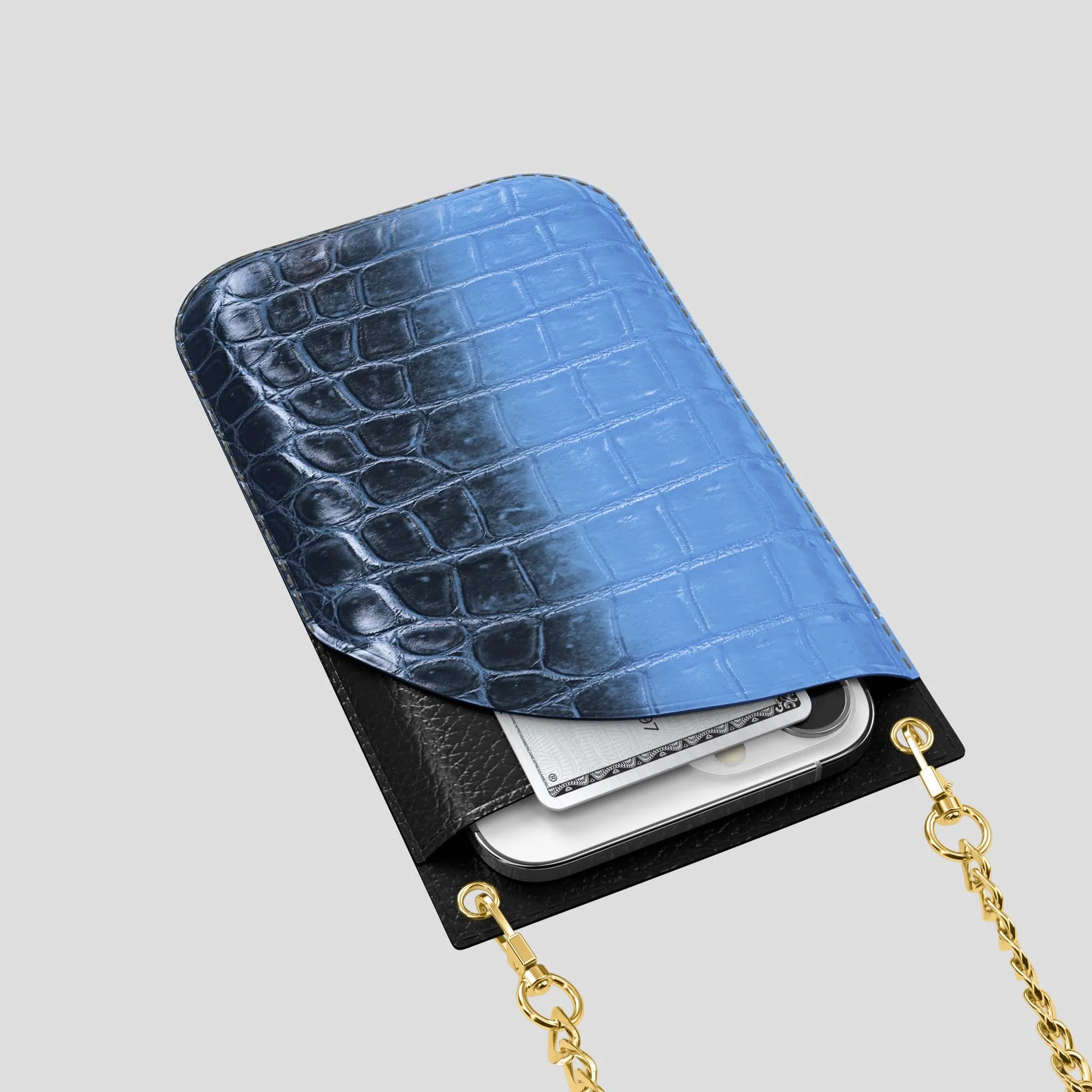 Crossbody Bag For iPhone 14 Pro In Himalayan Crocodile