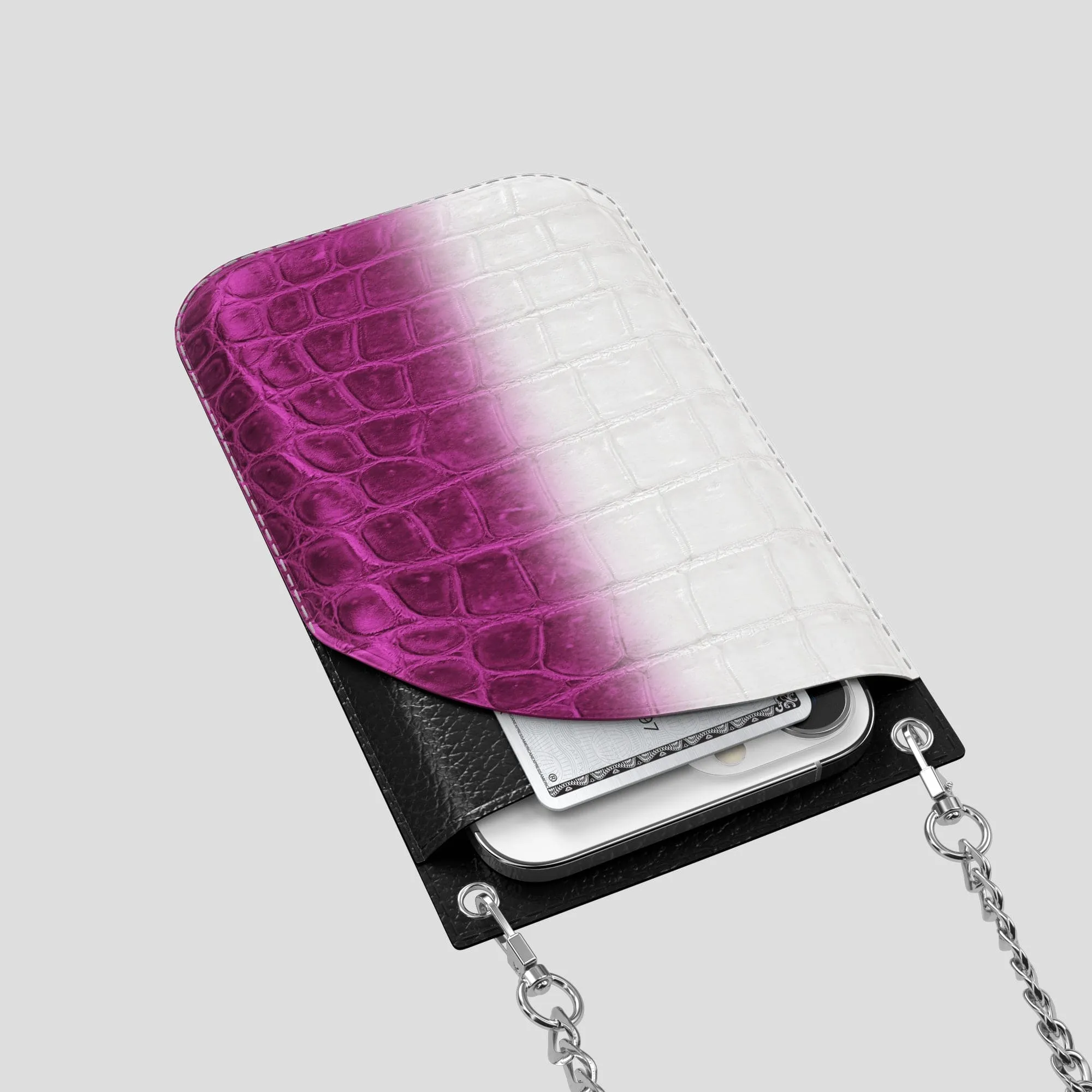 Crossbody Bag For iPhone 14 Pro In Himalayan Crocodile