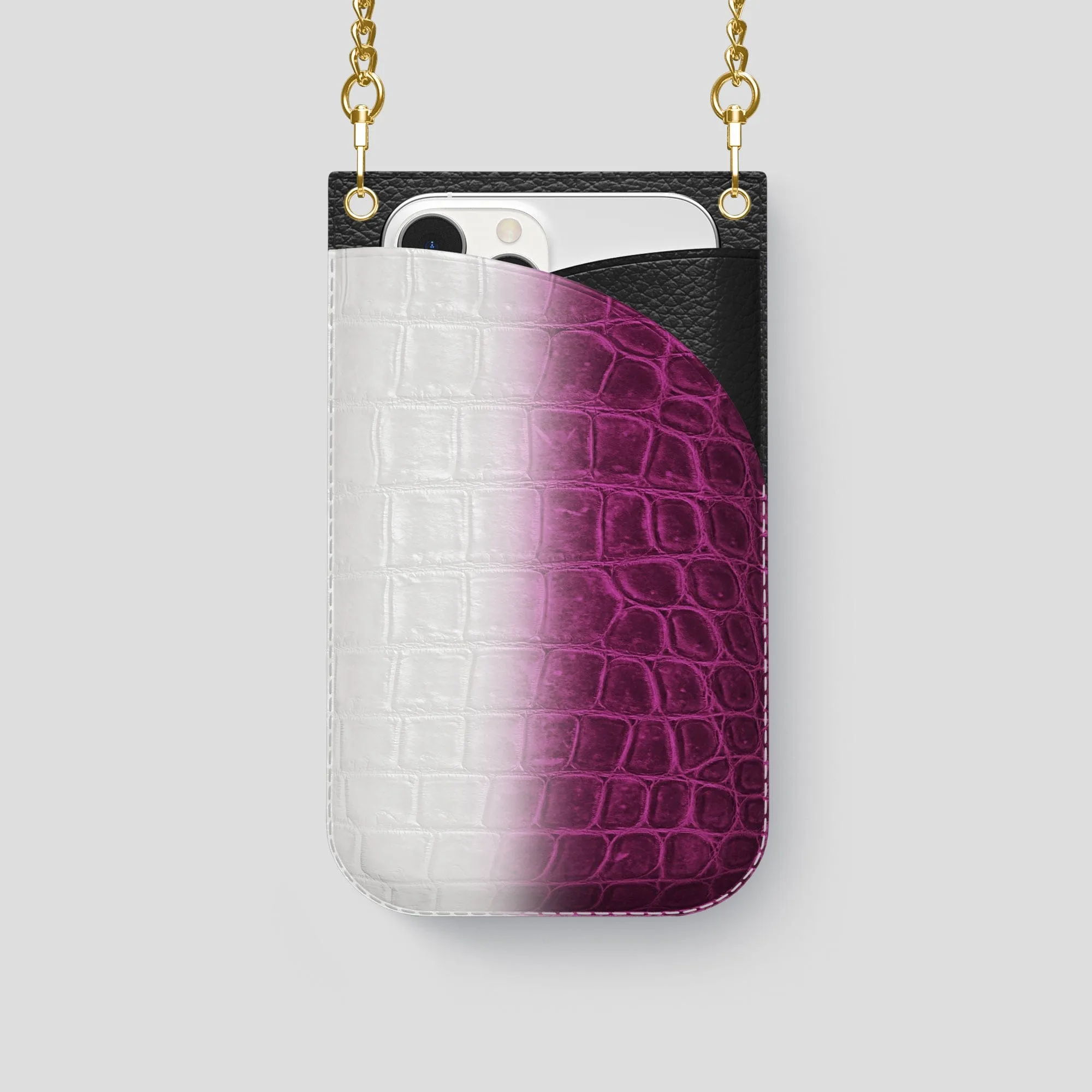 Crossbody Bag For iPhone 14 Pro In Himalayan Crocodile