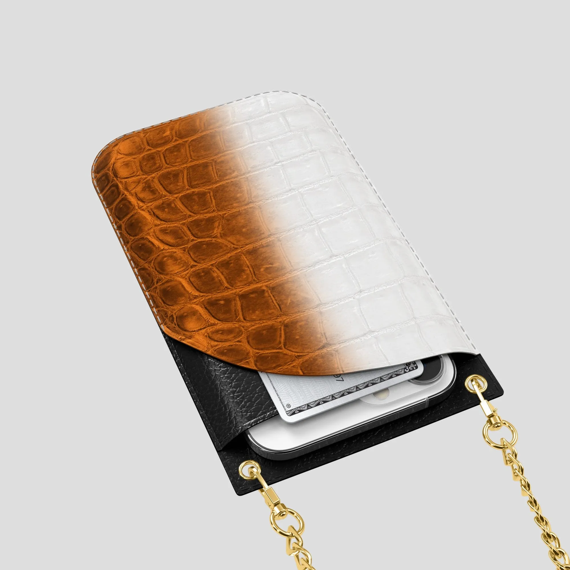 Crossbody Bag For iPhone 14 Pro In Himalayan Crocodile