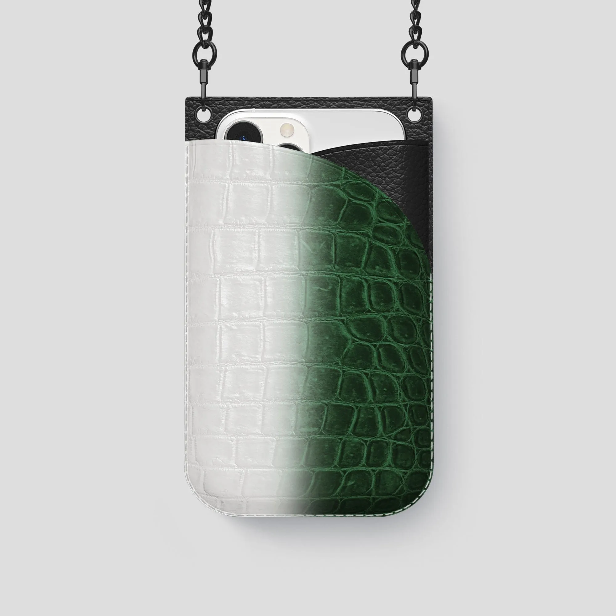 Crossbody Bag For iPhone 14 Pro In Himalayan Crocodile