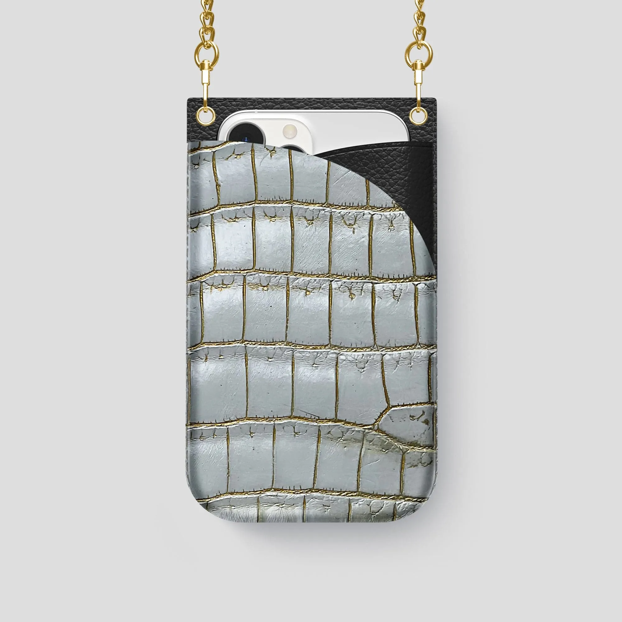 Crossbody Bag For iPhone 14 Pro In Himalayan Crocodile