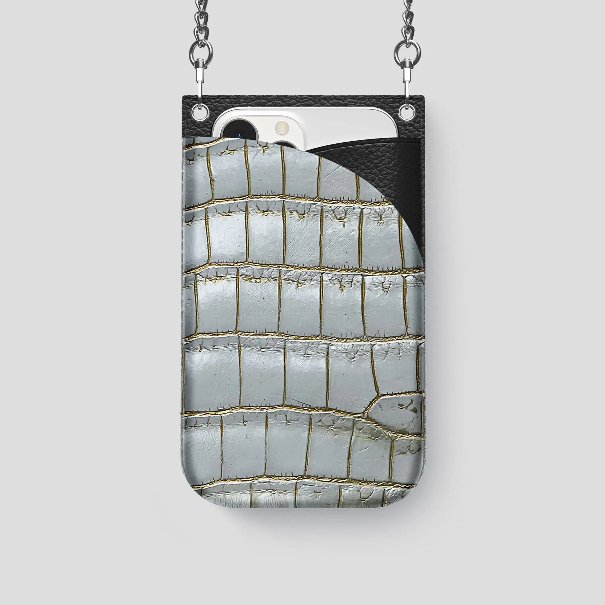 Crossbody Bag For iPhone 14 Pro In Himalayan Crocodile