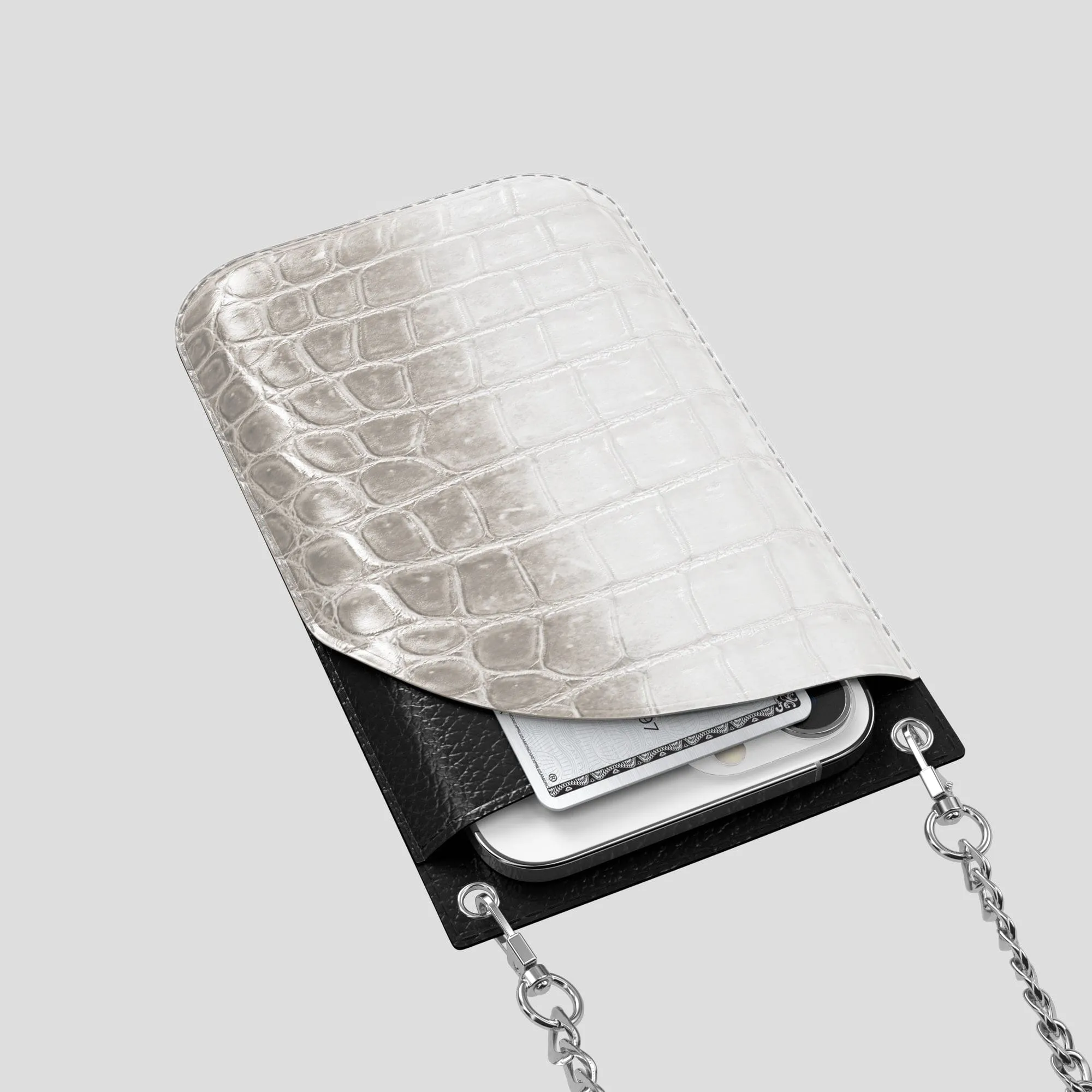 Crossbody Bag For iPhone 14 Pro In Himalayan Crocodile