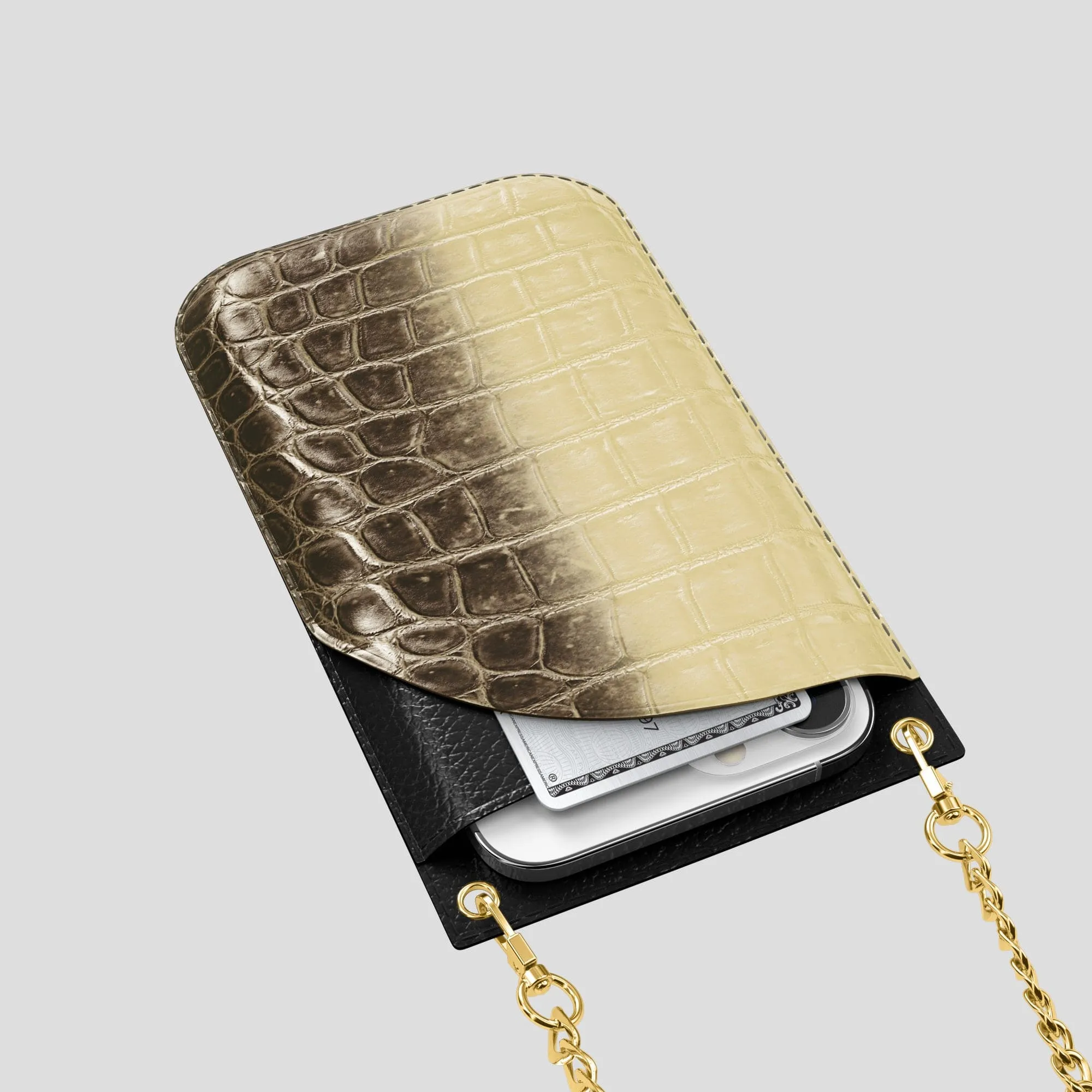 Crossbody Bag For iPhone 14 Pro In Himalayan Crocodile