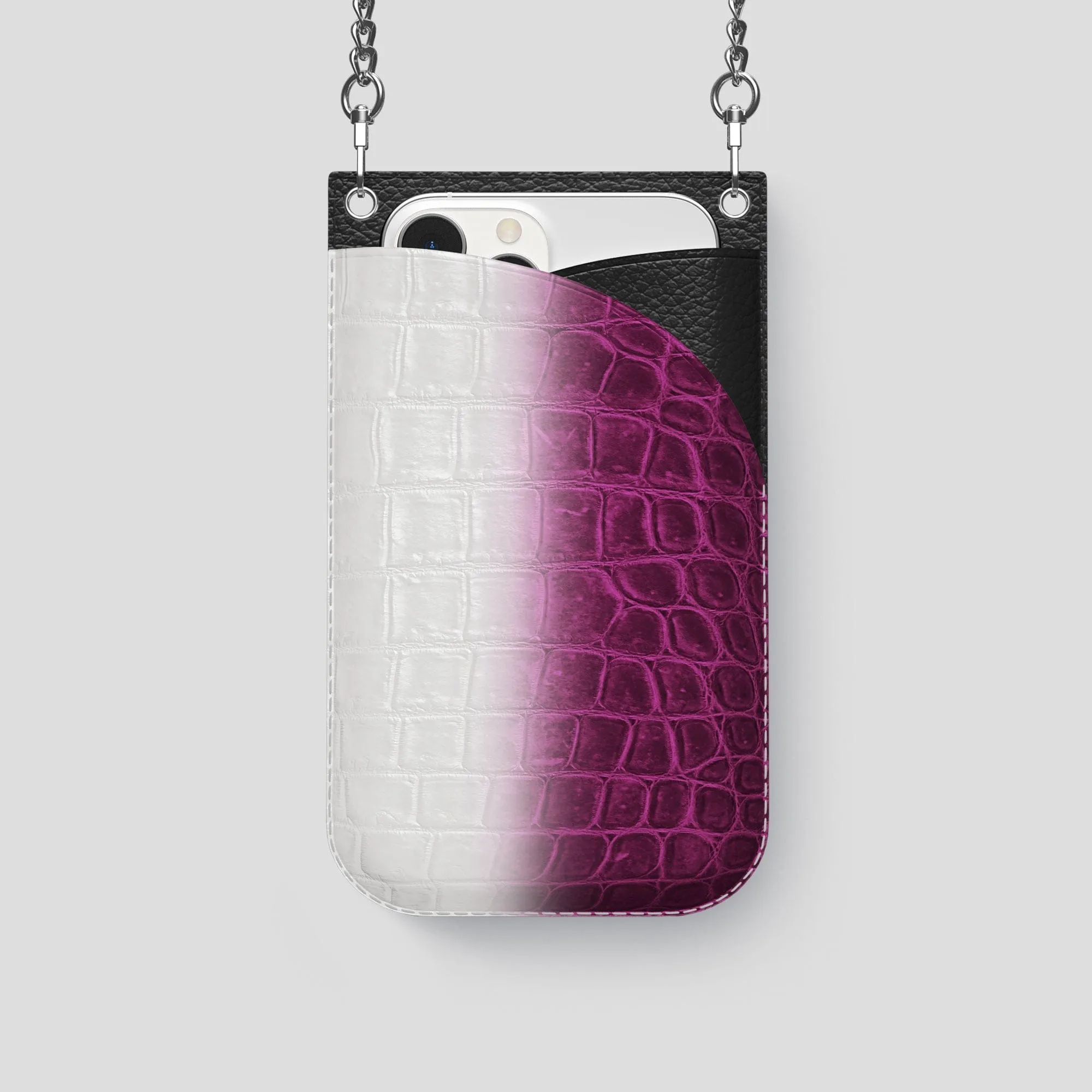 Crossbody Bag For iPhone 14 Pro In Himalayan Crocodile