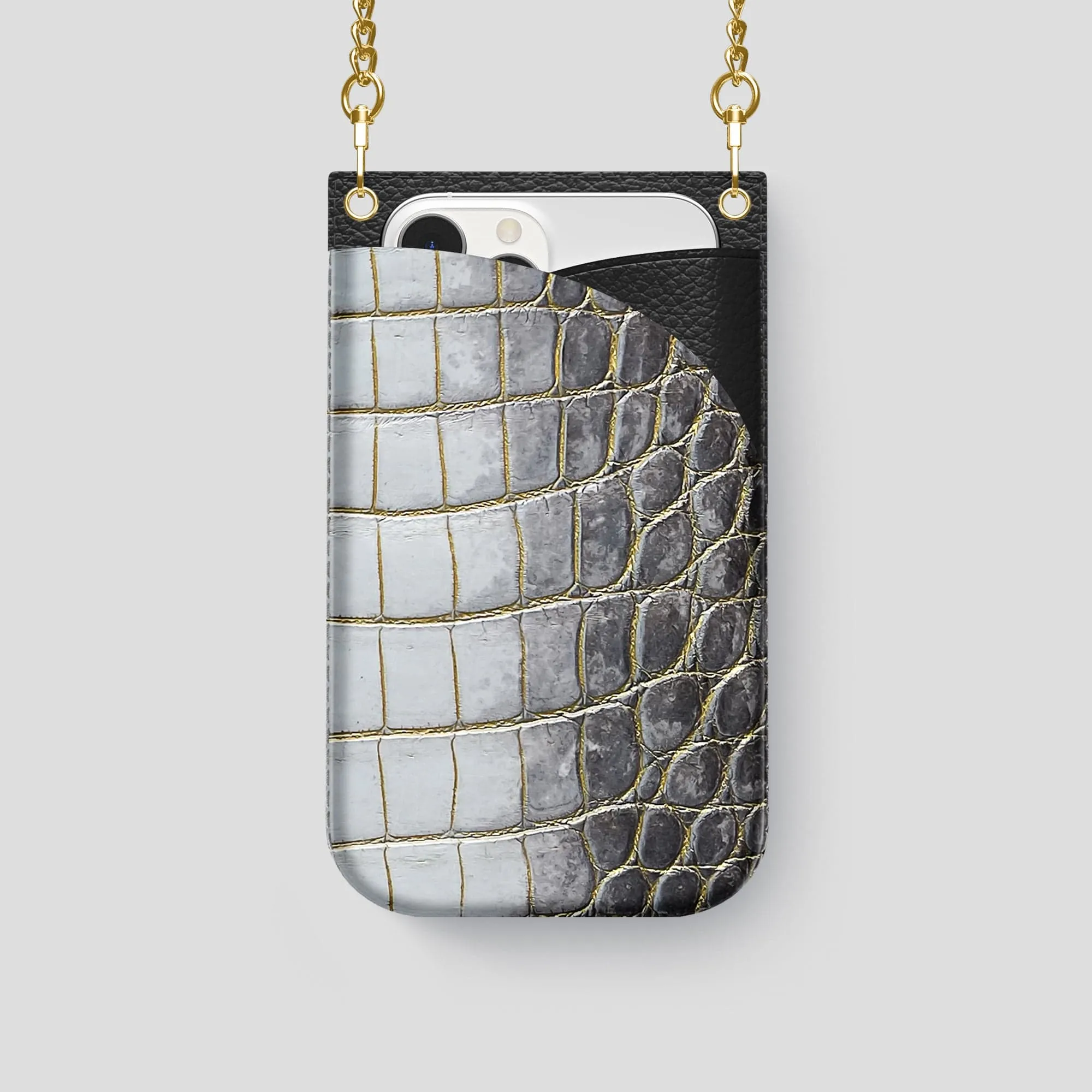 Crossbody Bag For iPhone 14 Pro In Himalayan Crocodile