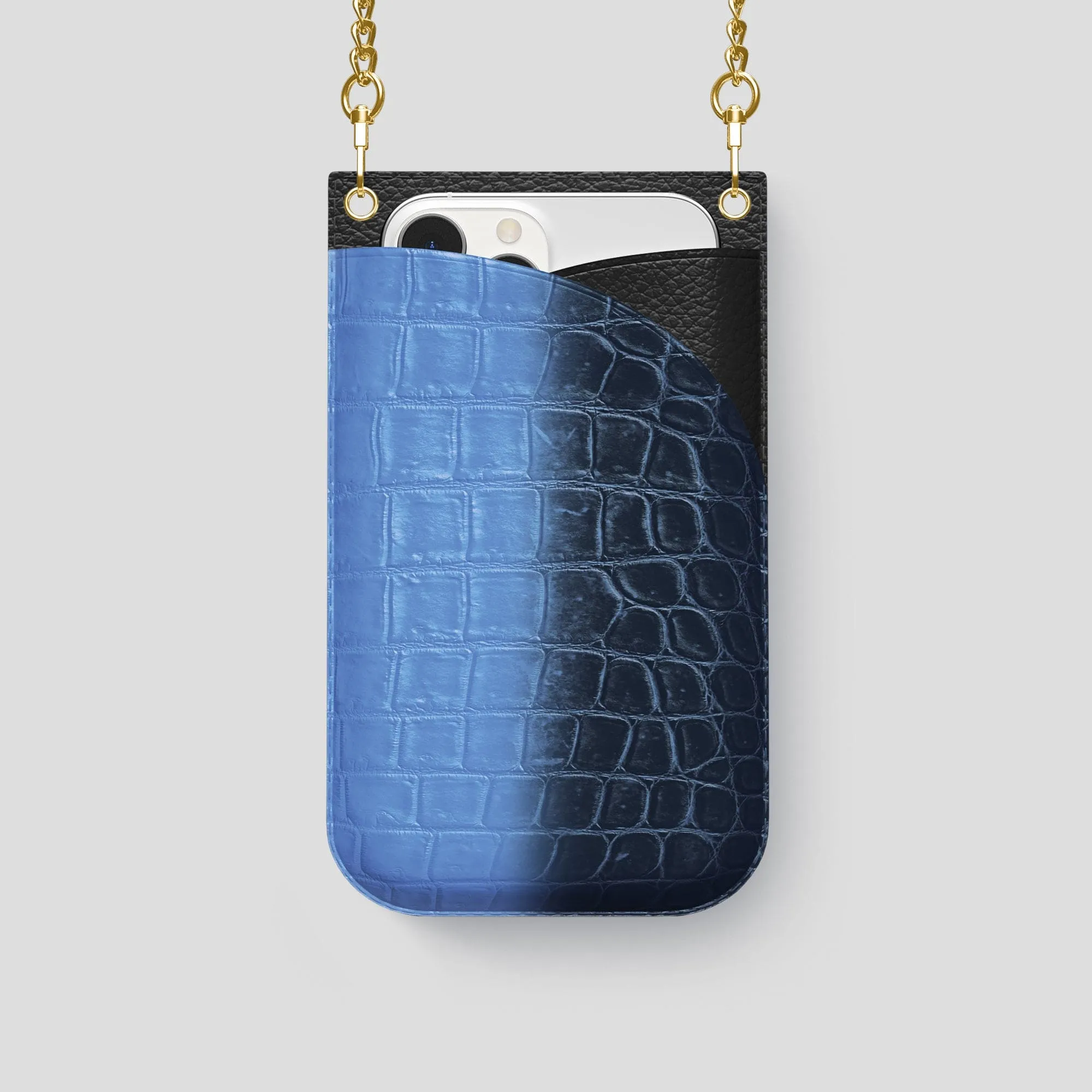 Crossbody Bag For iPhone 14 Pro In Himalayan Crocodile