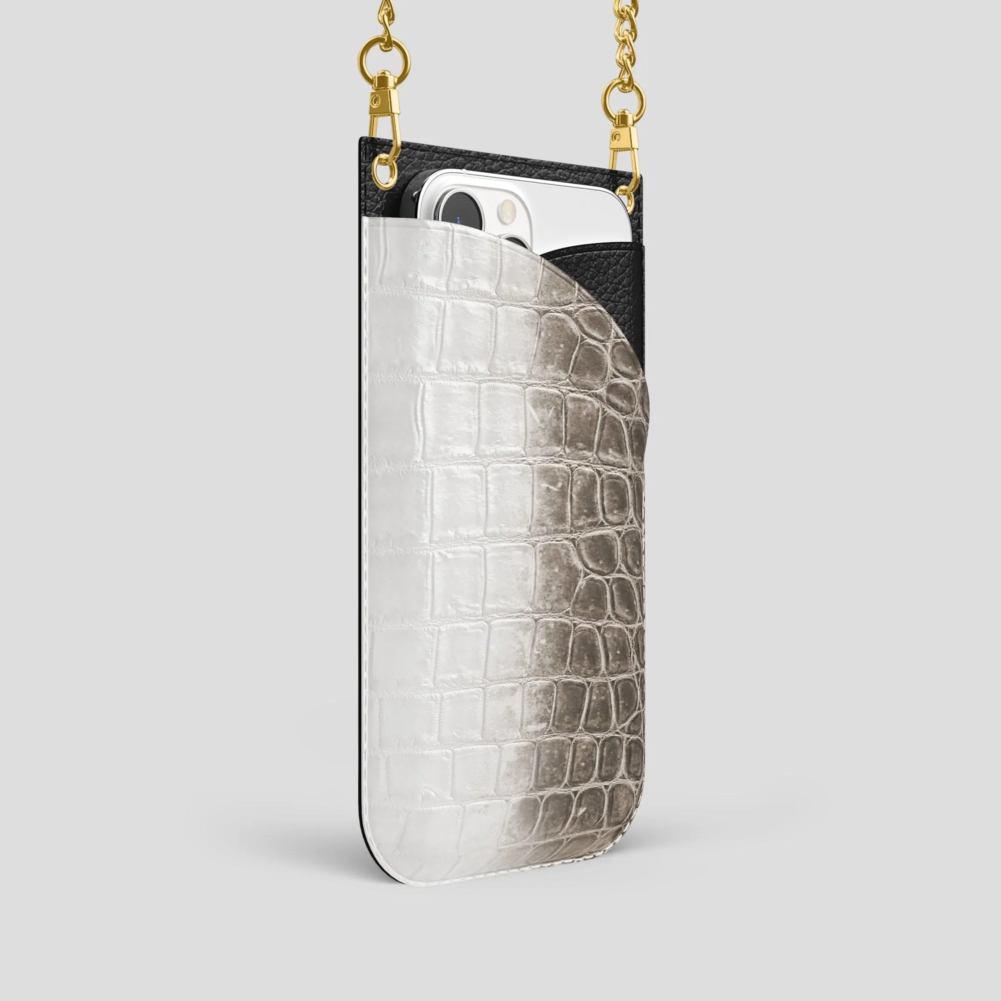 Crossbody Bag For iPhone 14 Pro In Himalayan Crocodile