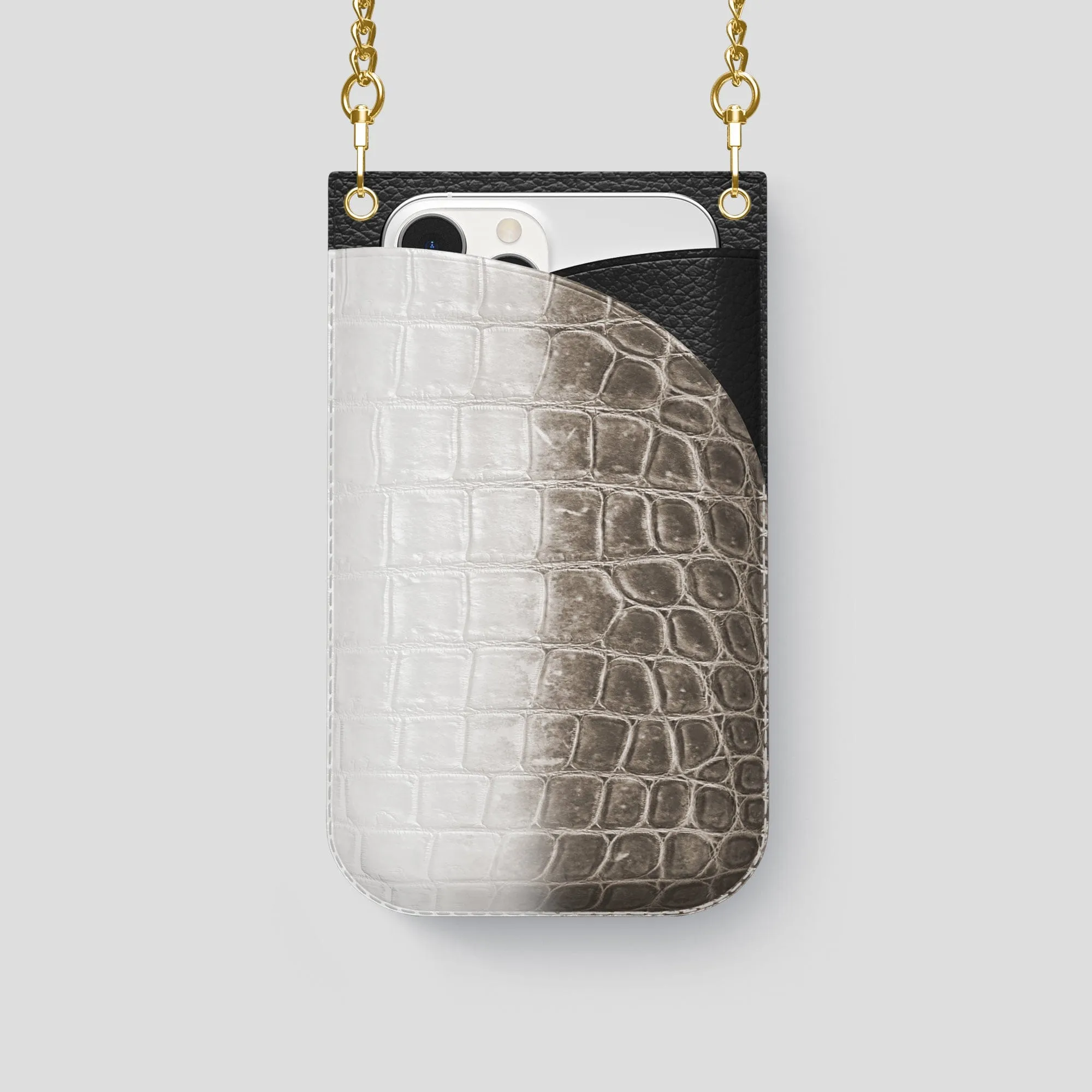 Crossbody Bag For iPhone 14 Pro In Himalayan Crocodile