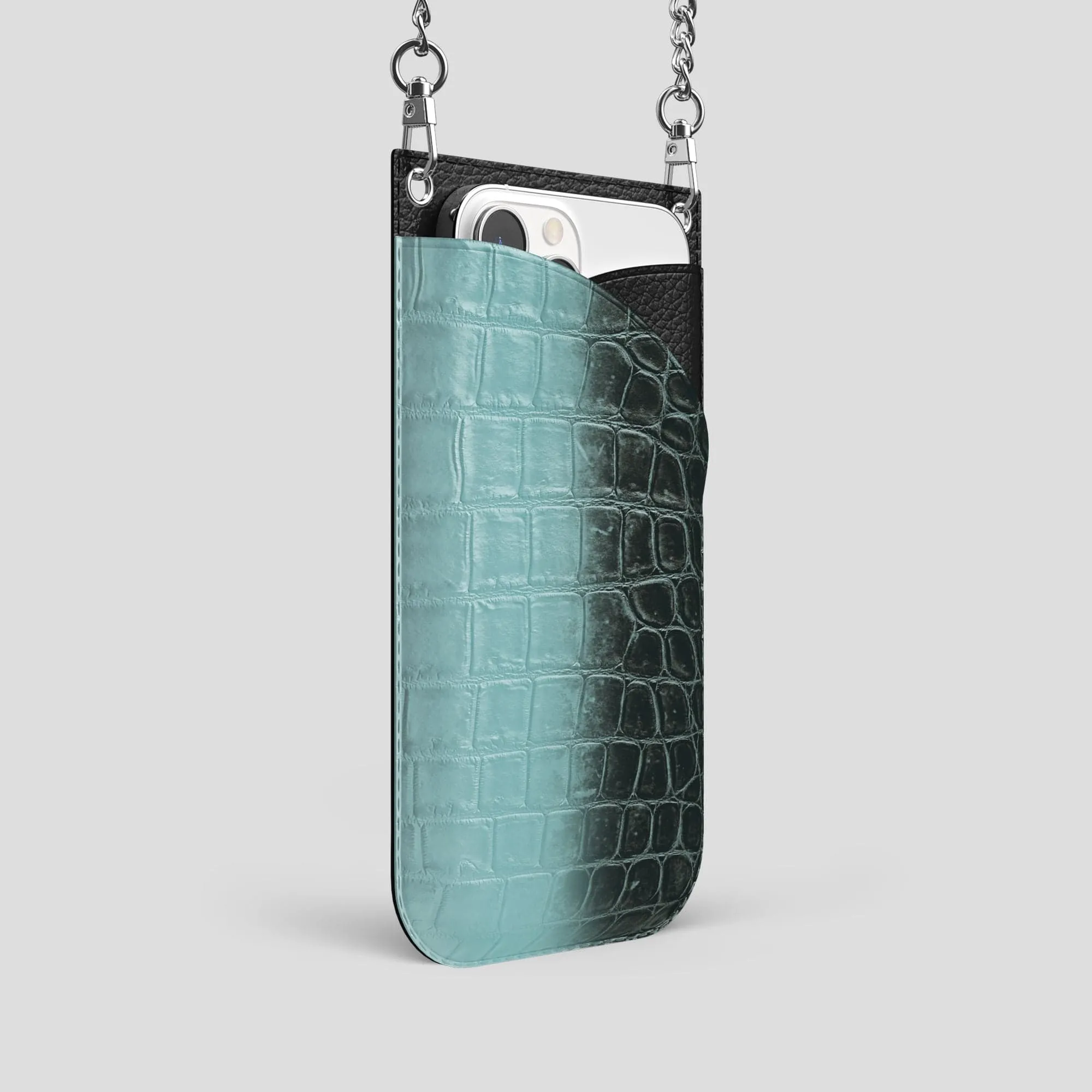 Crossbody Bag For iPhone 14 Pro In Himalayan Crocodile