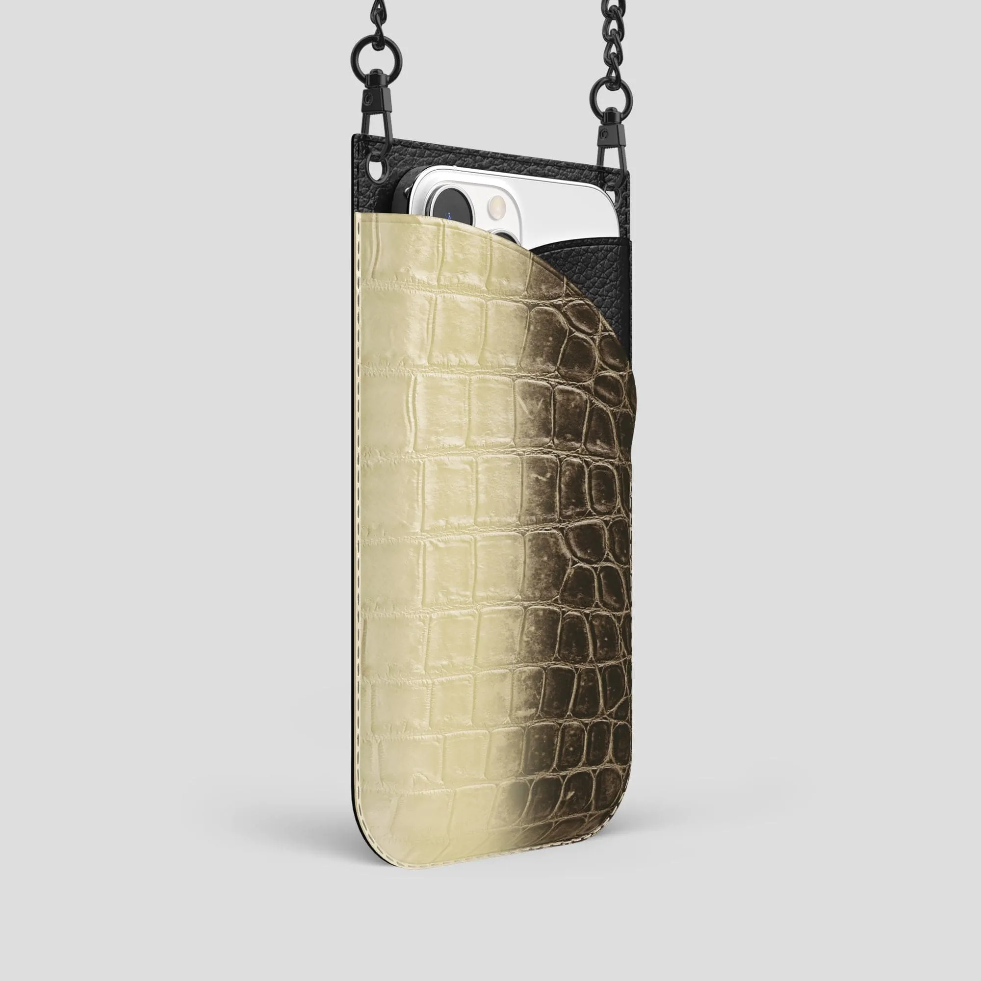 Crossbody Bag For iPhone 14 Pro In Himalayan Crocodile