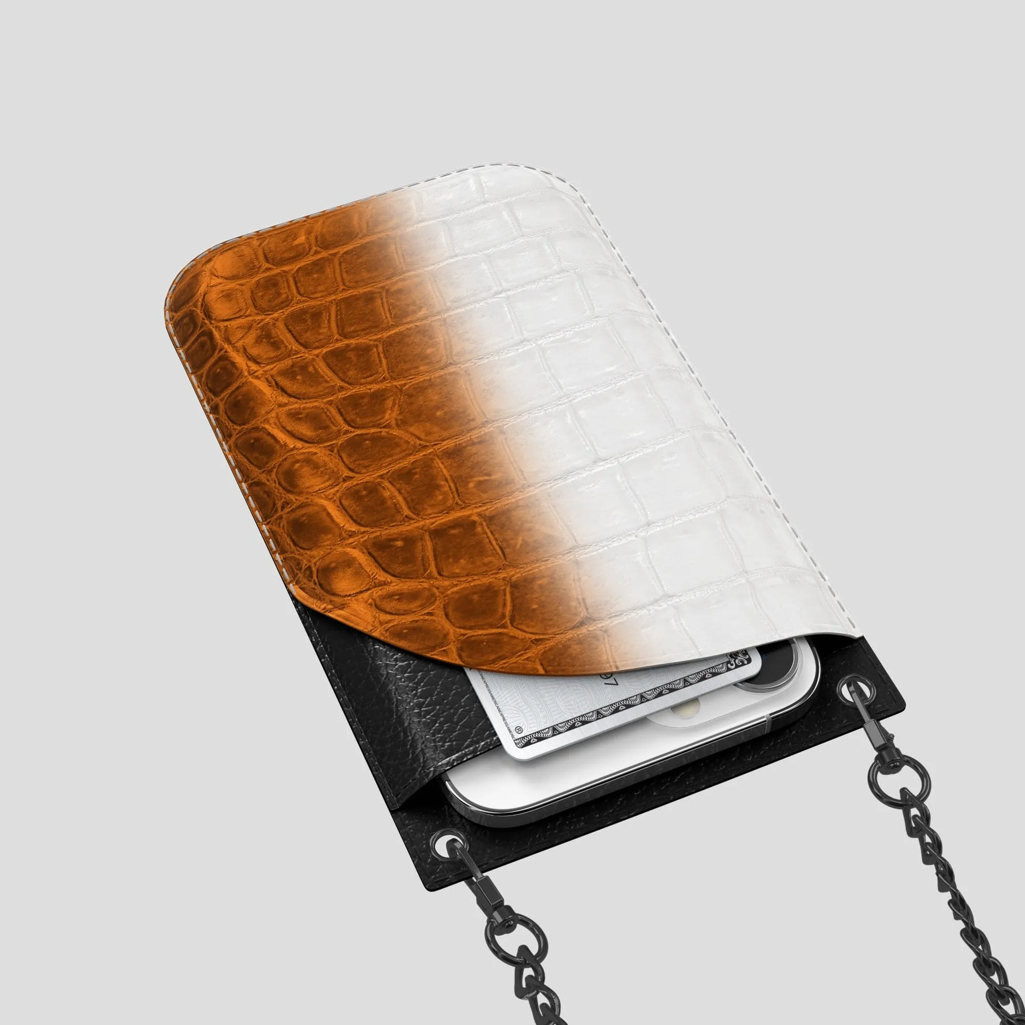 Crossbody Bag For iPhone 14 Pro In Himalayan Crocodile