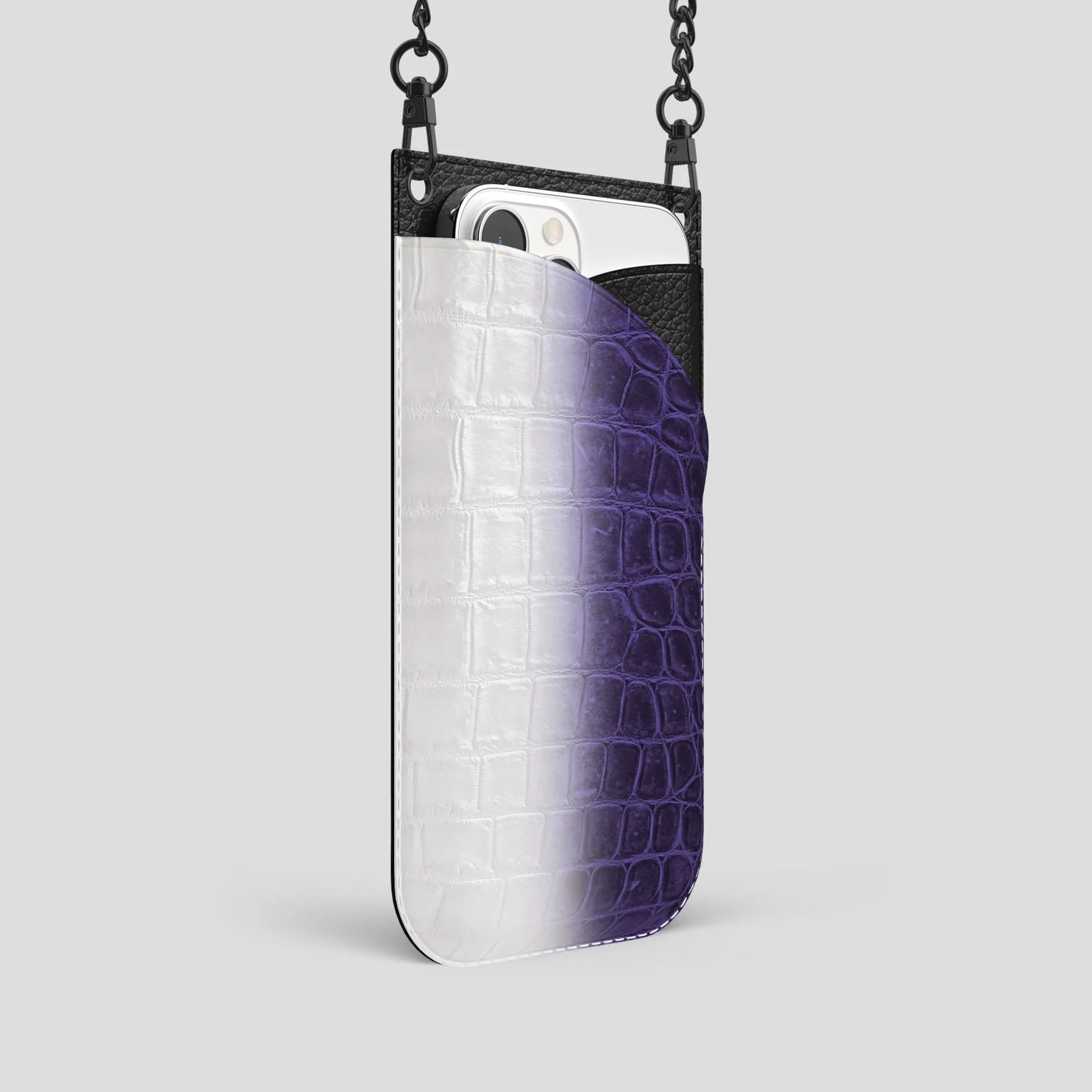 Crossbody Bag For iPhone 14 Pro In Himalayan Crocodile