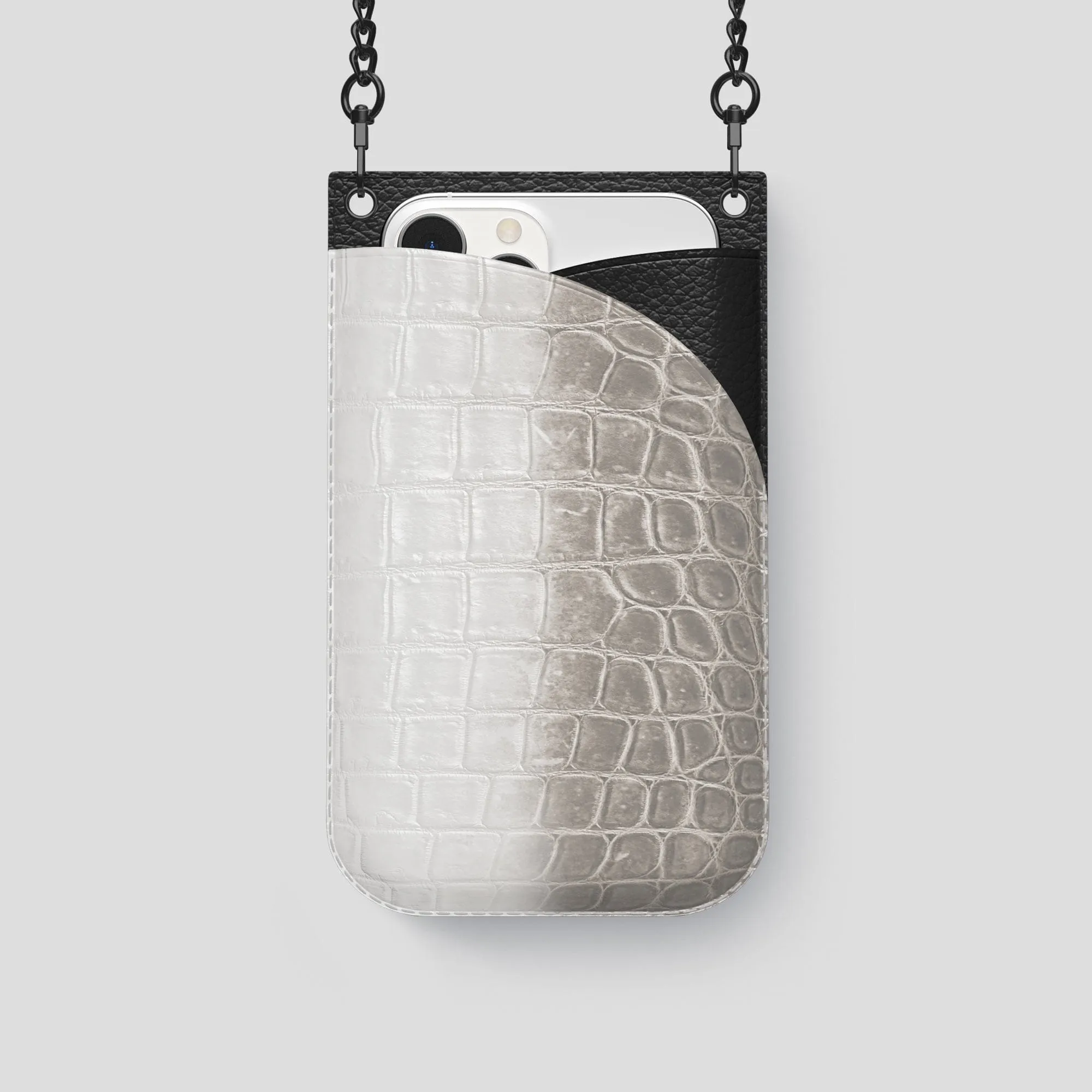 Crossbody Bag For iPhone 14 Pro In Himalayan Crocodile