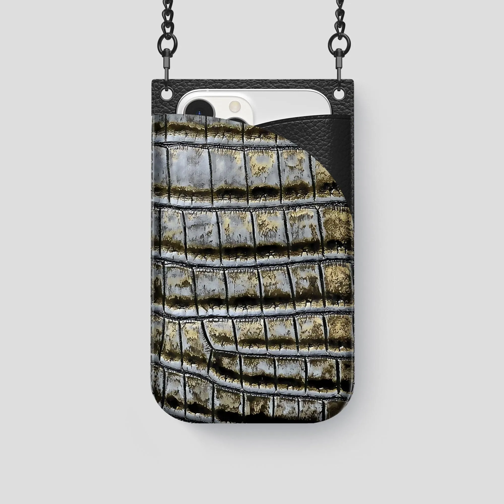 Crossbody Bag For iPhone 14 Pro In Himalayan Crocodile