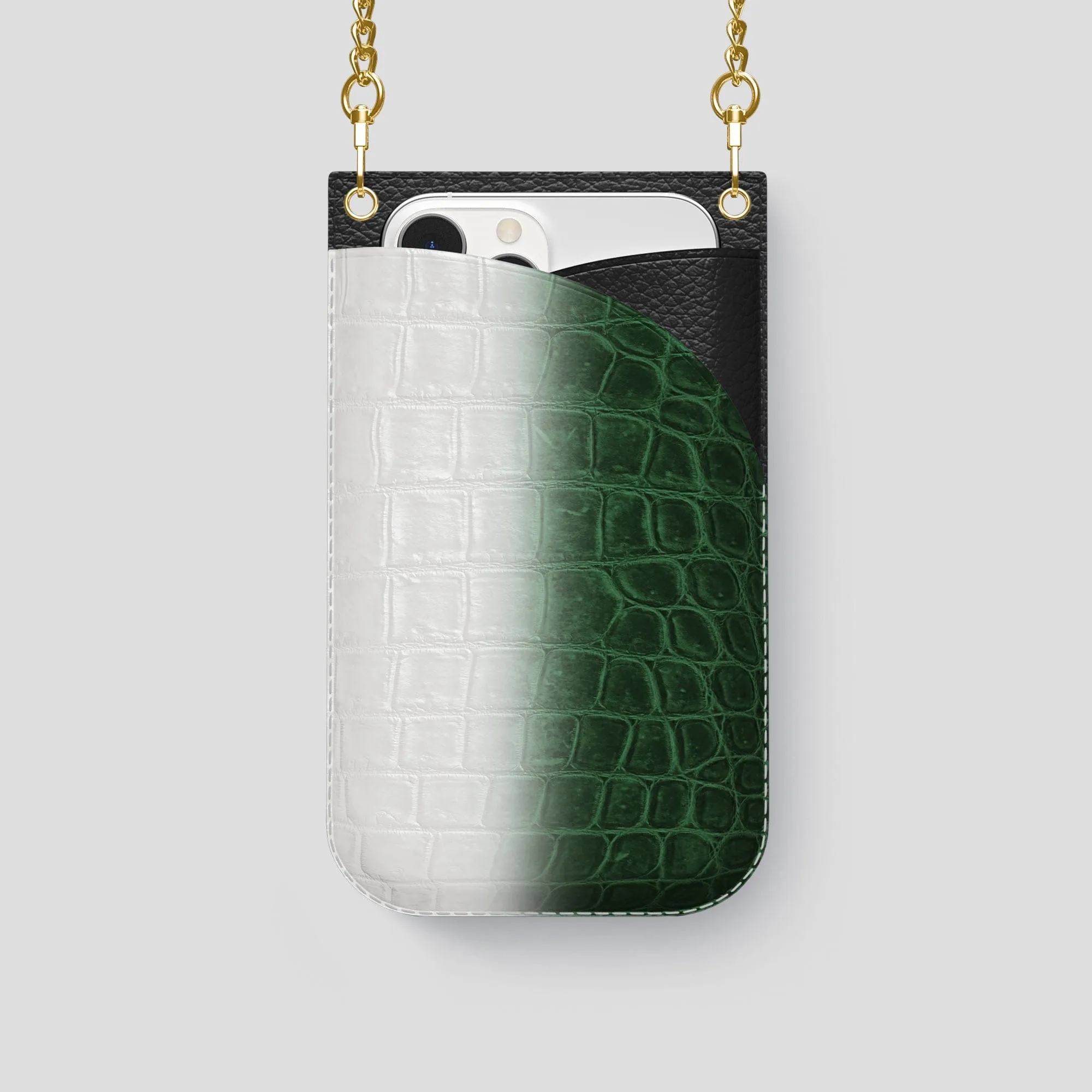 Crossbody Bag For iPhone 14 Pro In Himalayan Crocodile