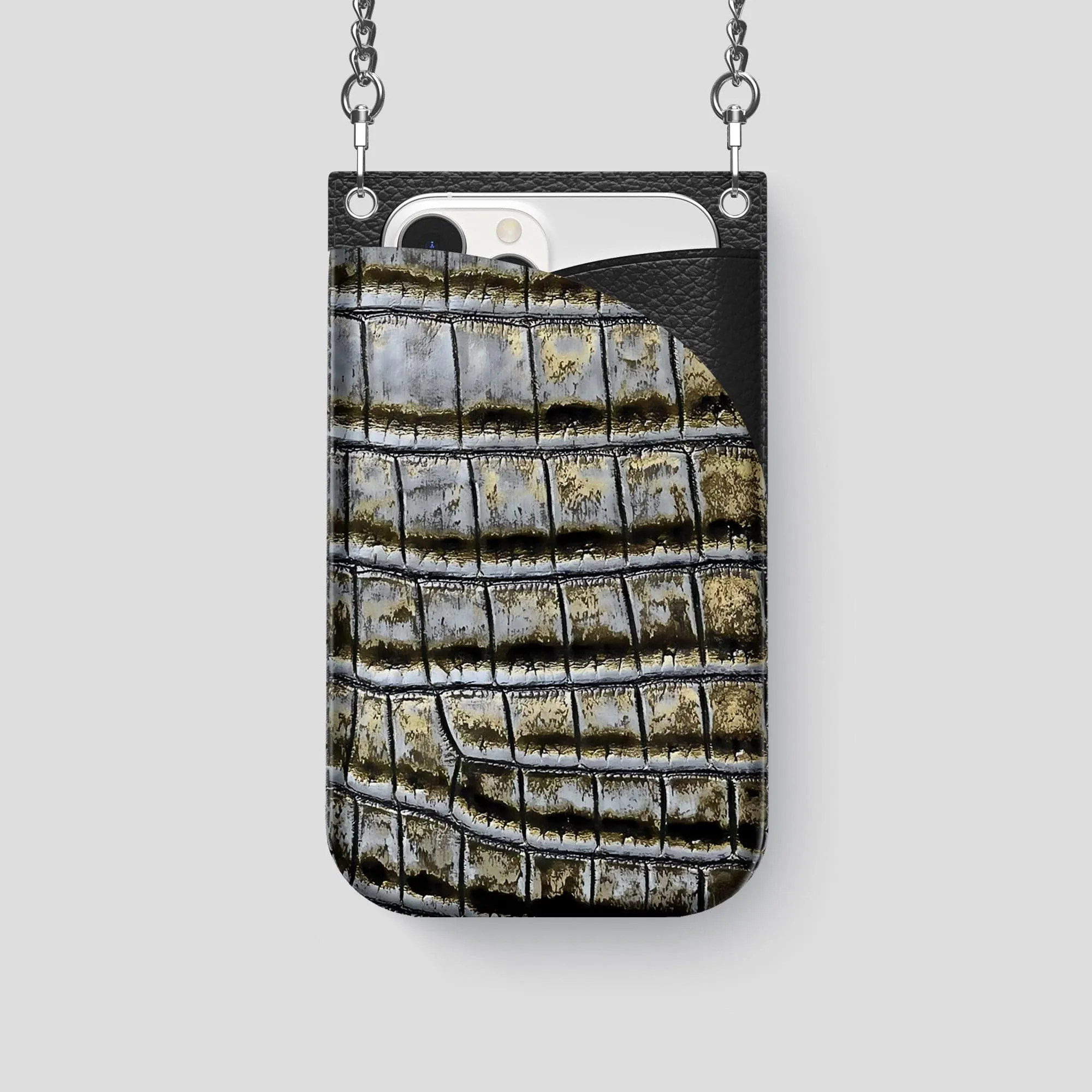 Crossbody Bag For iPhone 14 Pro In Himalayan Crocodile