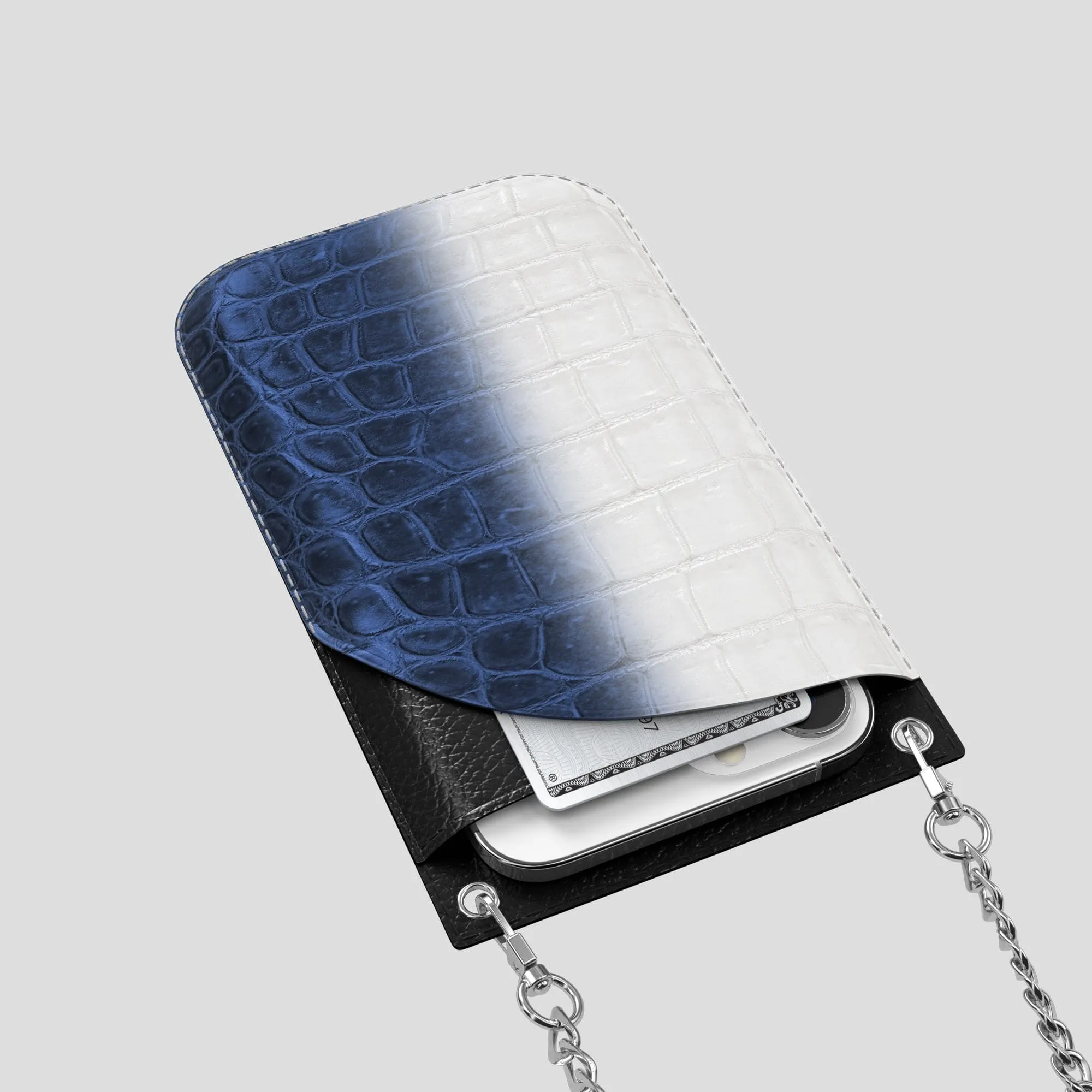 Crossbody Bag For iPhone 14 Pro In Himalayan Crocodile