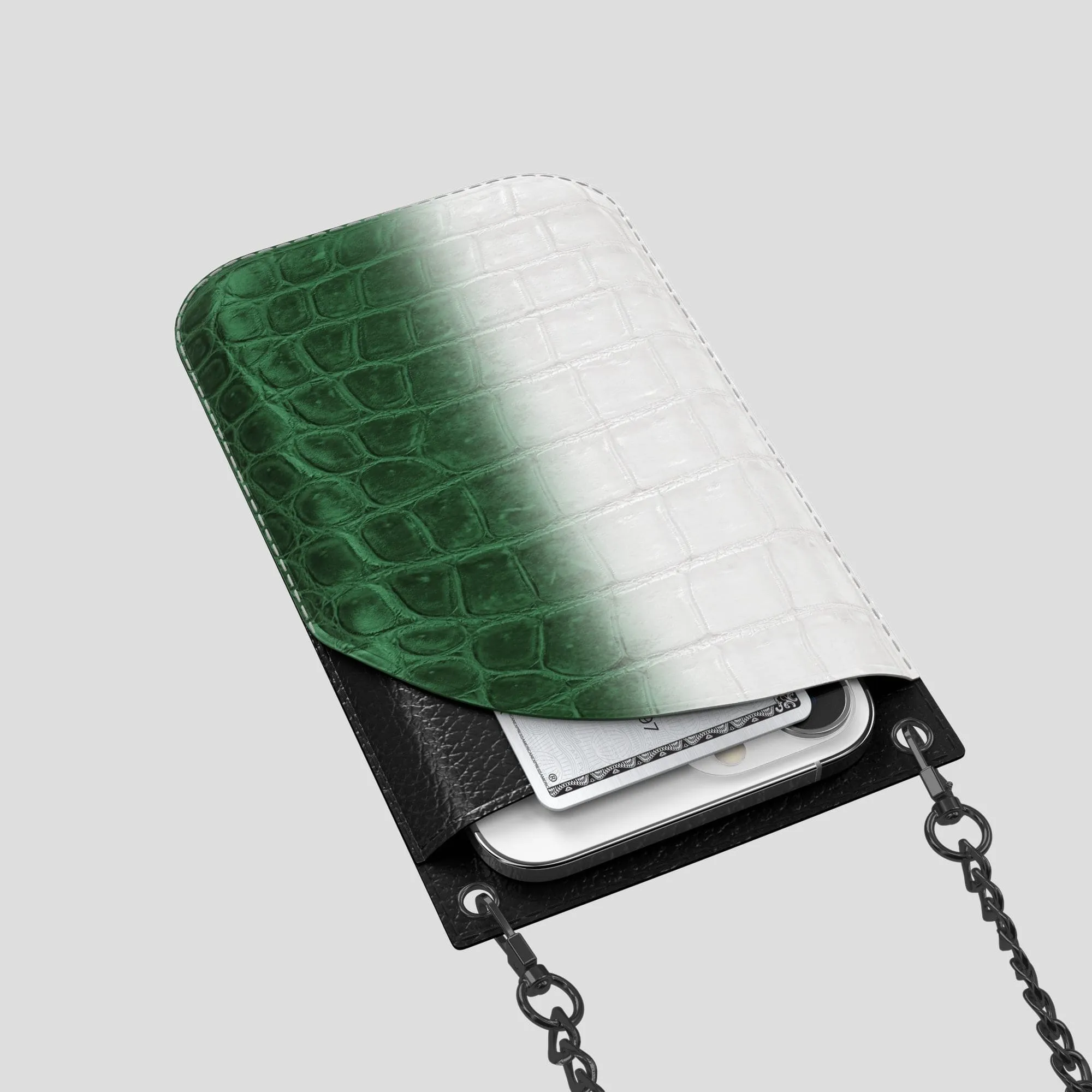 Crossbody Bag For iPhone 14 Pro In Himalayan Crocodile