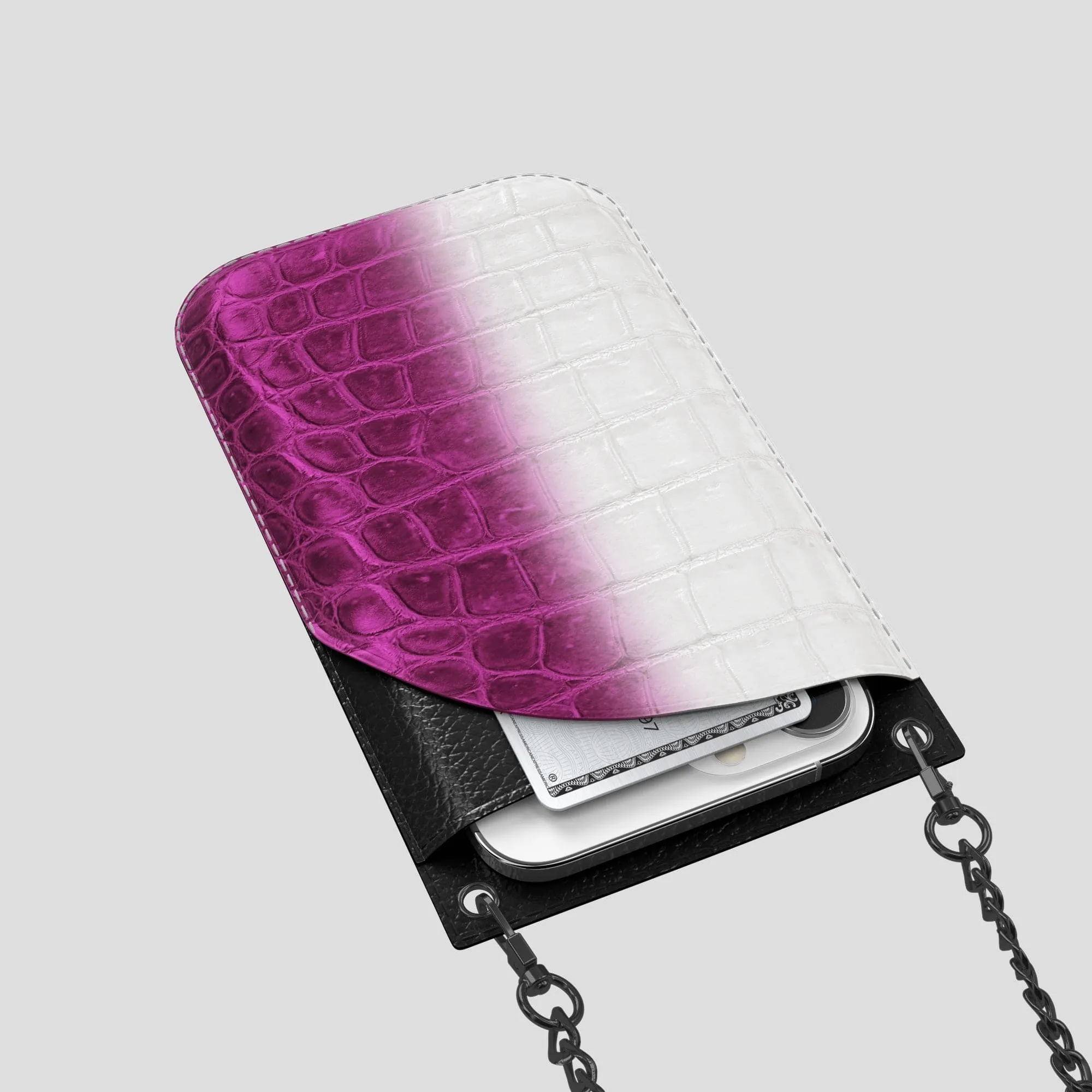 Crossbody Bag For iPhone 14 Pro In Himalayan Crocodile