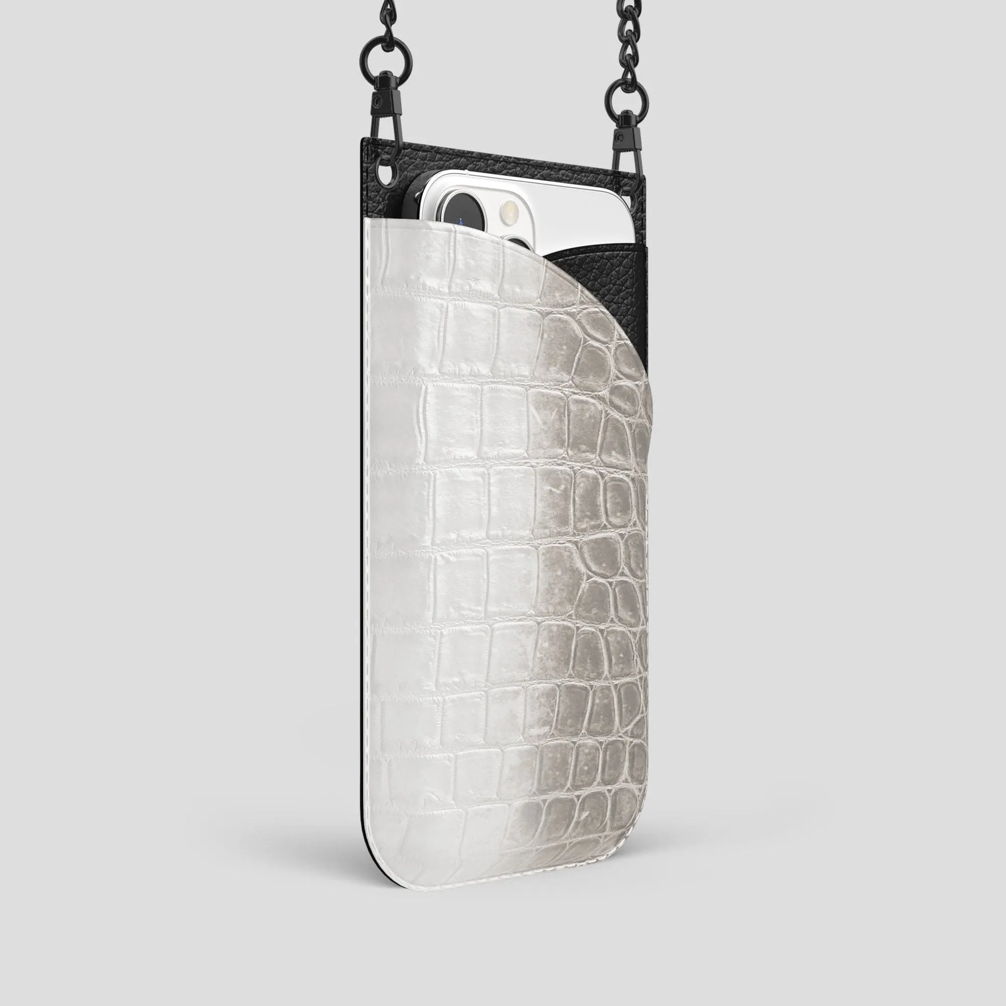 Crossbody Bag For iPhone 14 Pro In Himalayan Crocodile