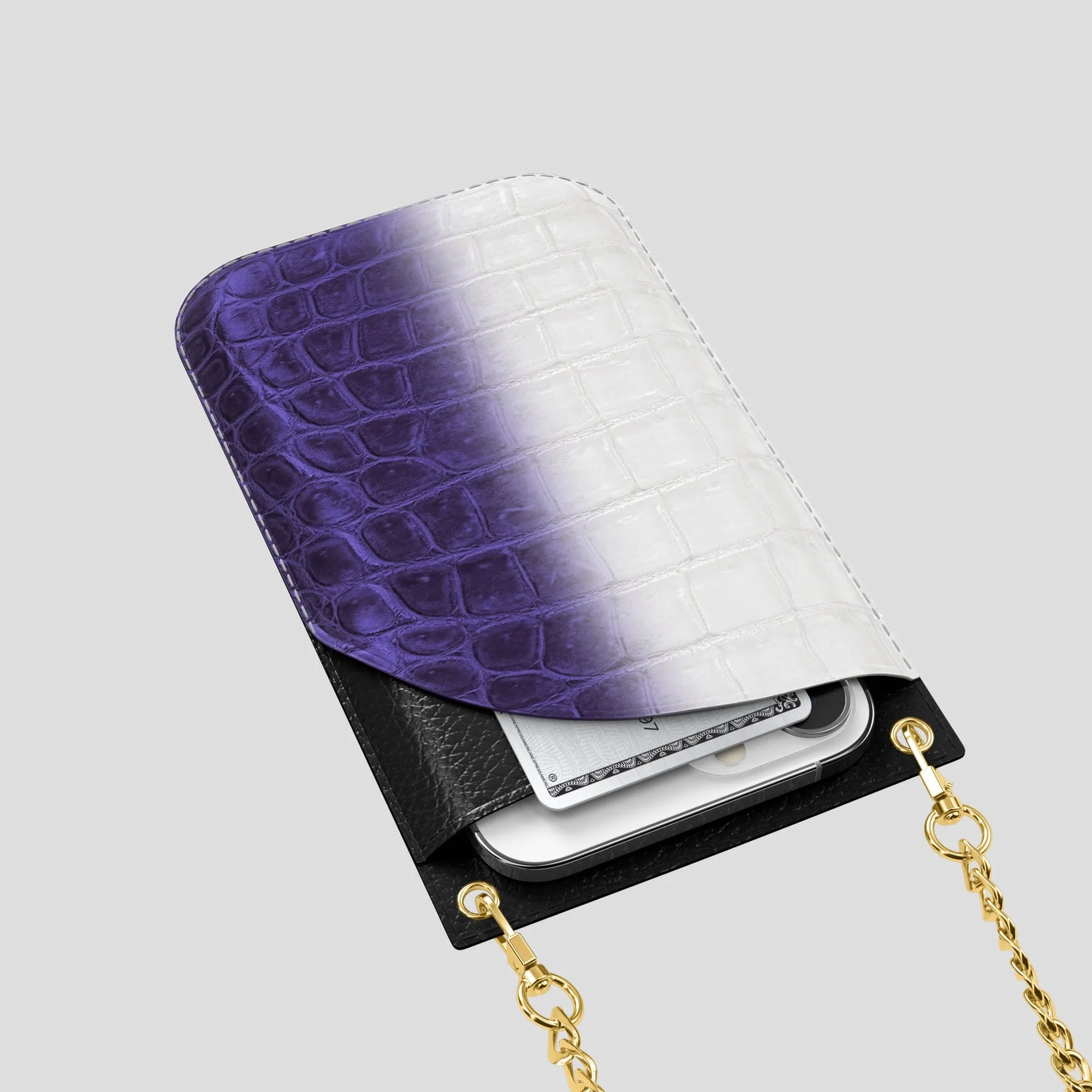 Crossbody Bag For iPhone 14 Pro In Himalayan Crocodile