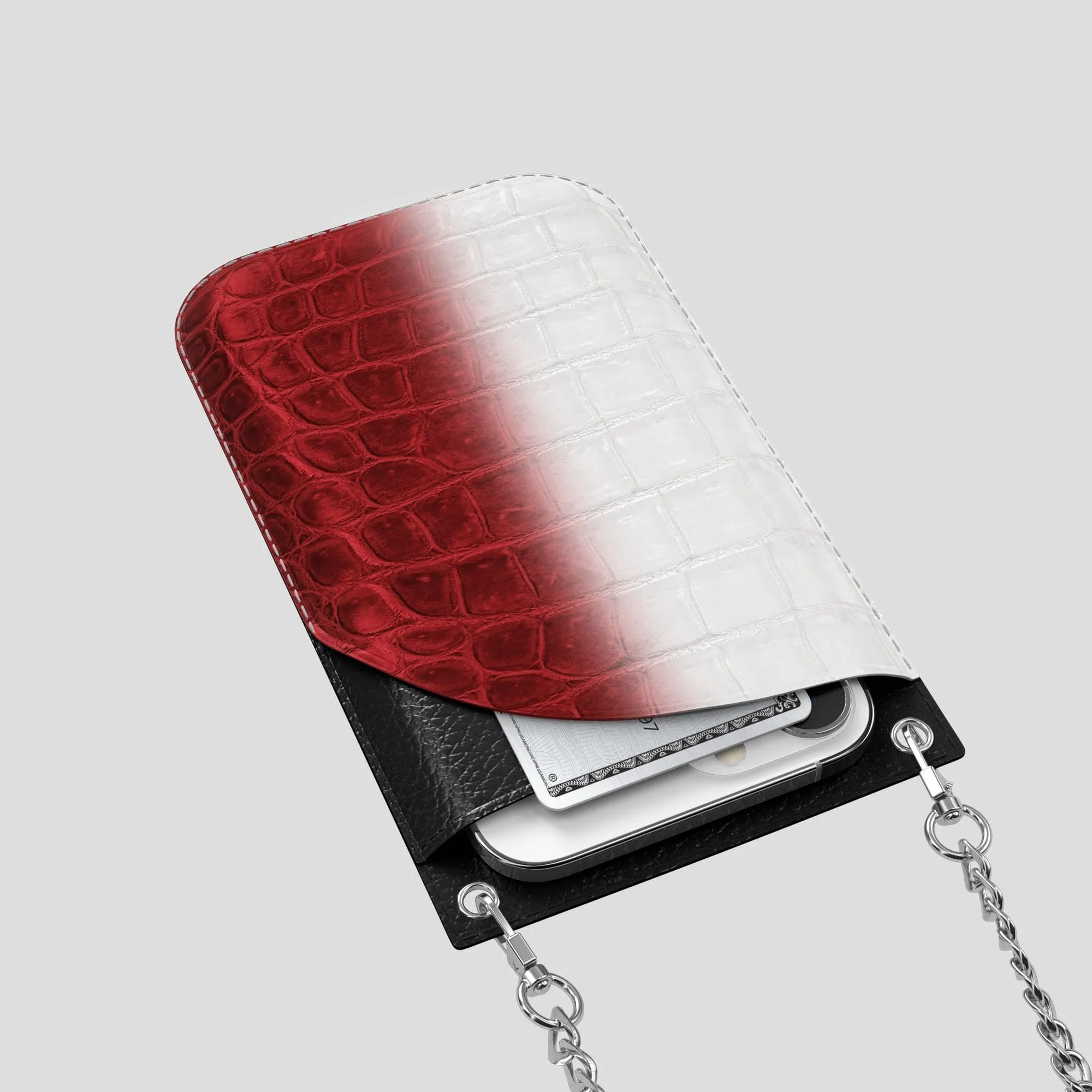 Crossbody Bag For iPhone 14 Pro In Himalayan Crocodile
