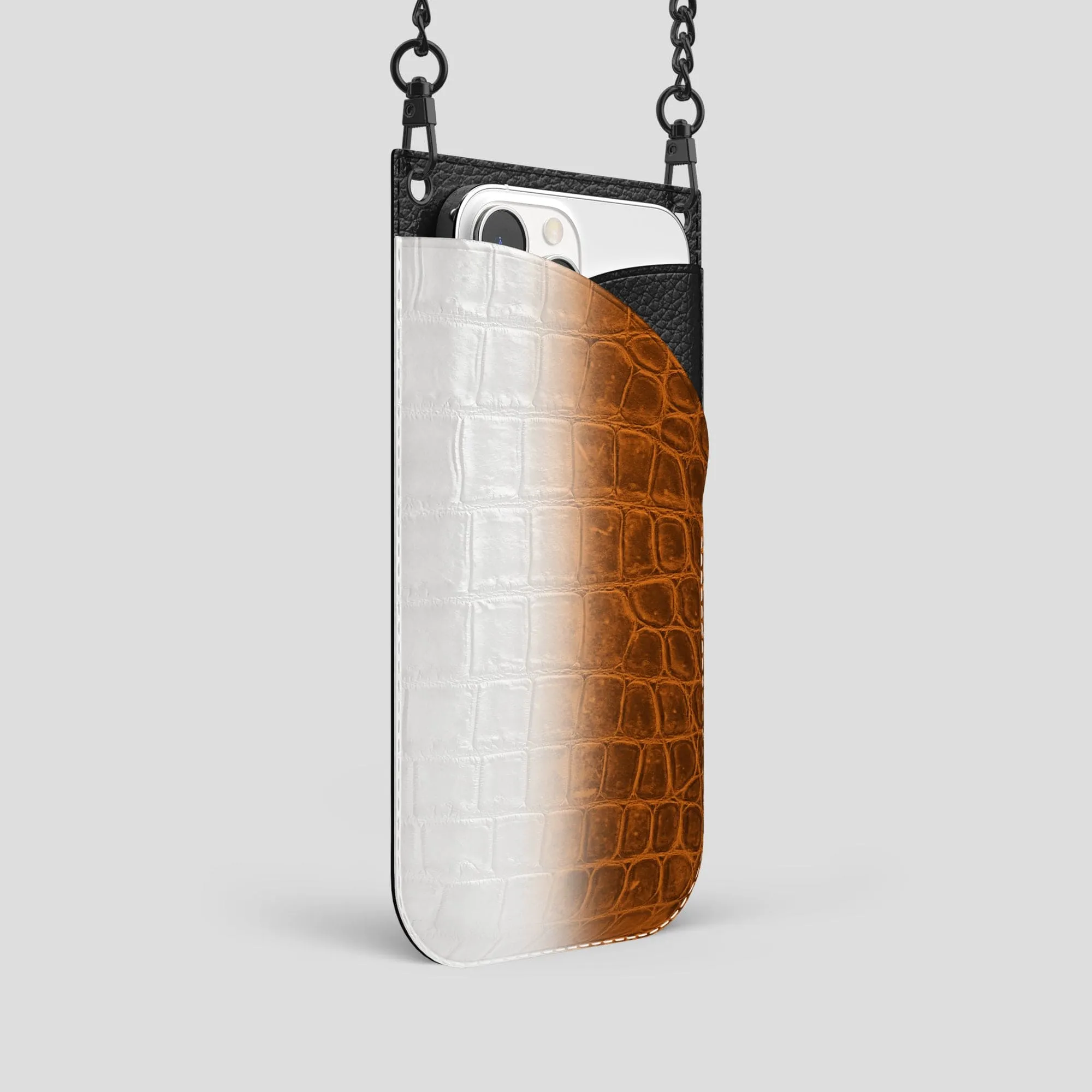 Crossbody Bag For iPhone 14 Pro In Himalayan Crocodile