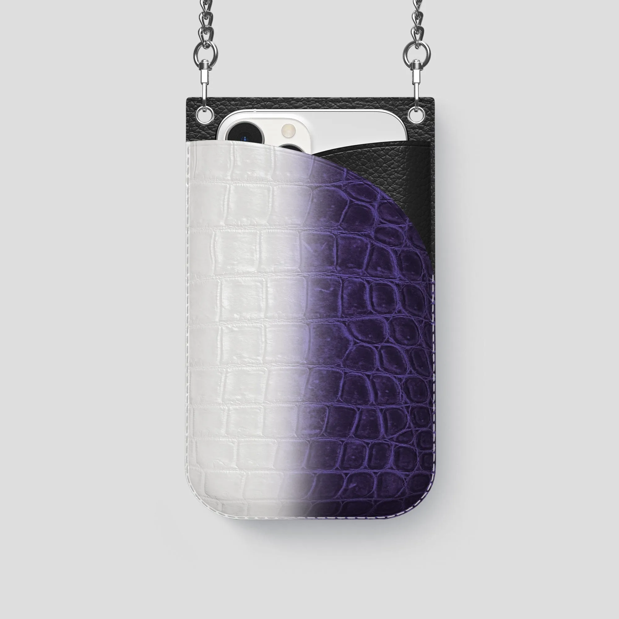 Crossbody Bag For iPhone 14 Pro In Himalayan Crocodile
