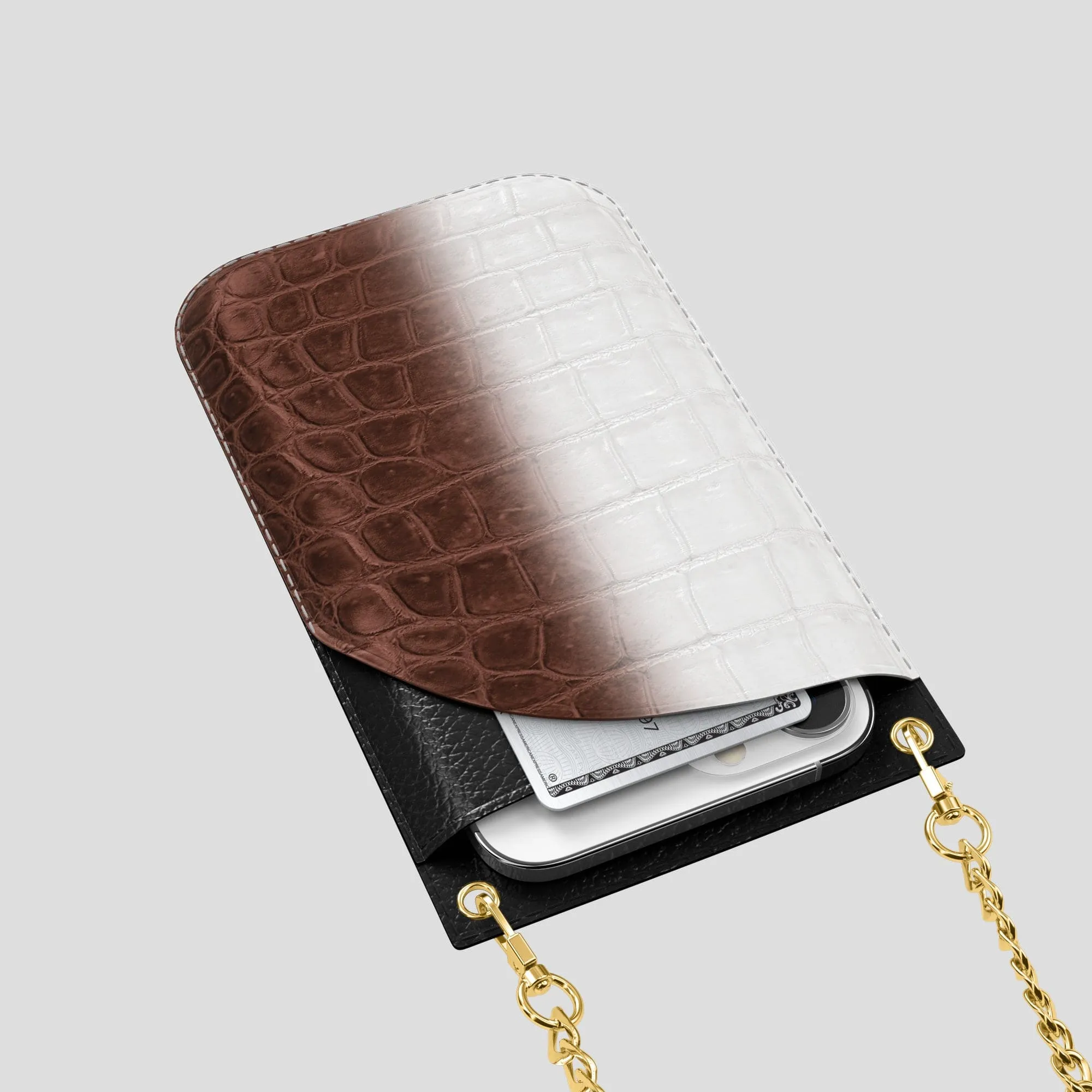 Crossbody Bag For iPhone 14 Pro In Himalayan Crocodile