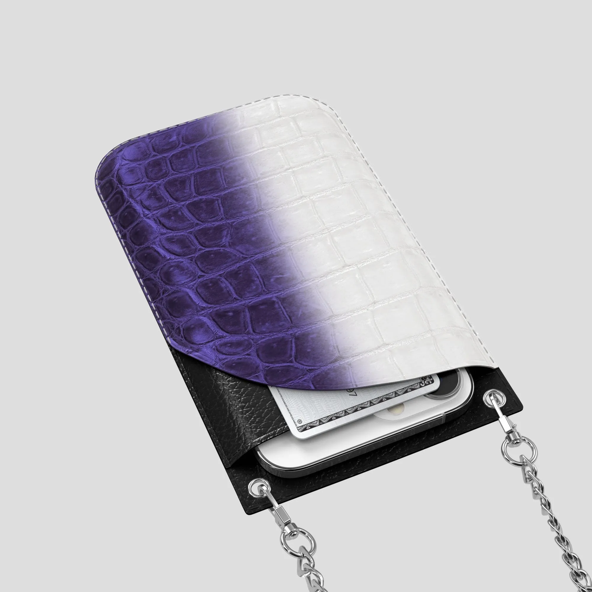 Crossbody Bag For iPhone 14 Pro In Himalayan Crocodile
