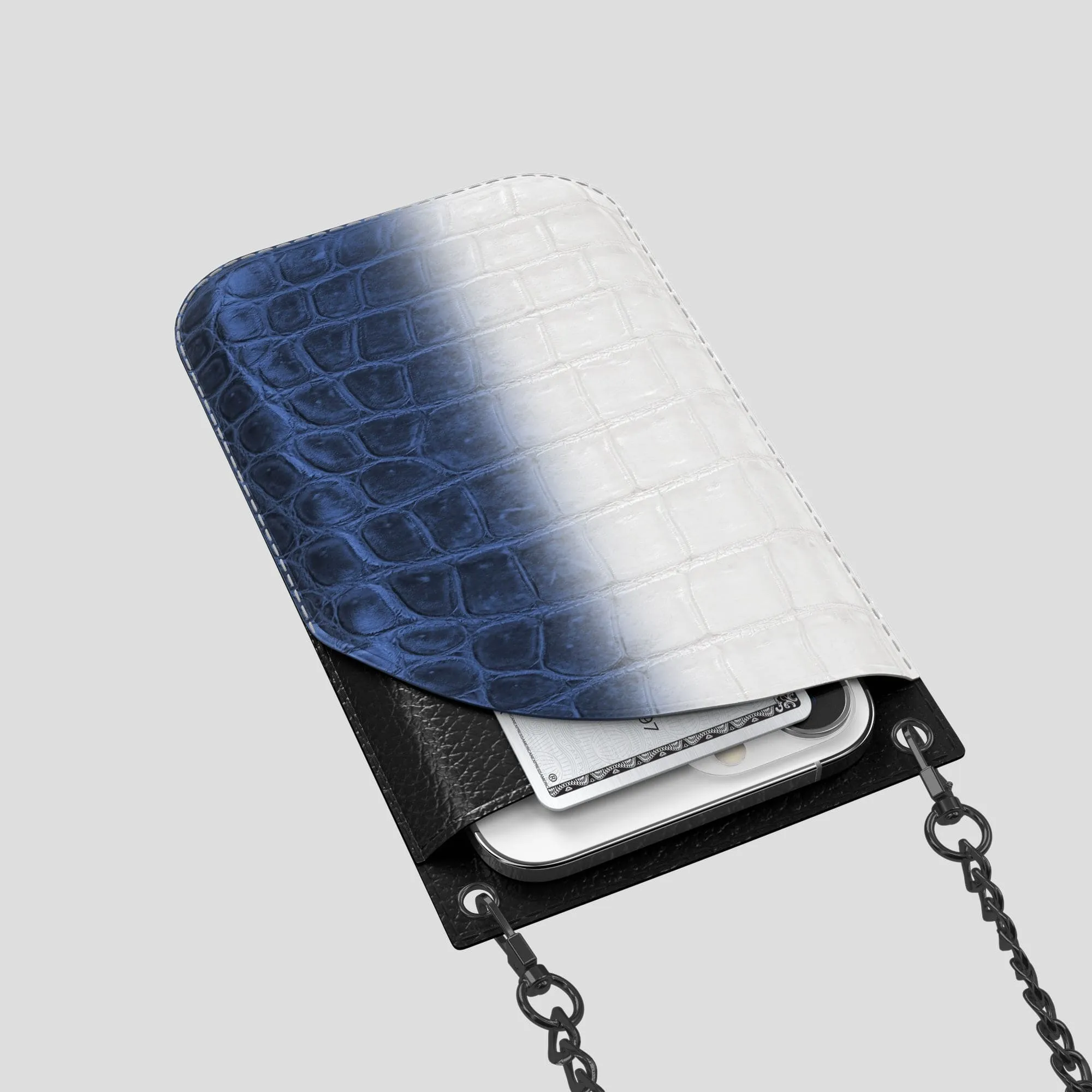 Crossbody Bag For iPhone 14 Pro In Himalayan Crocodile