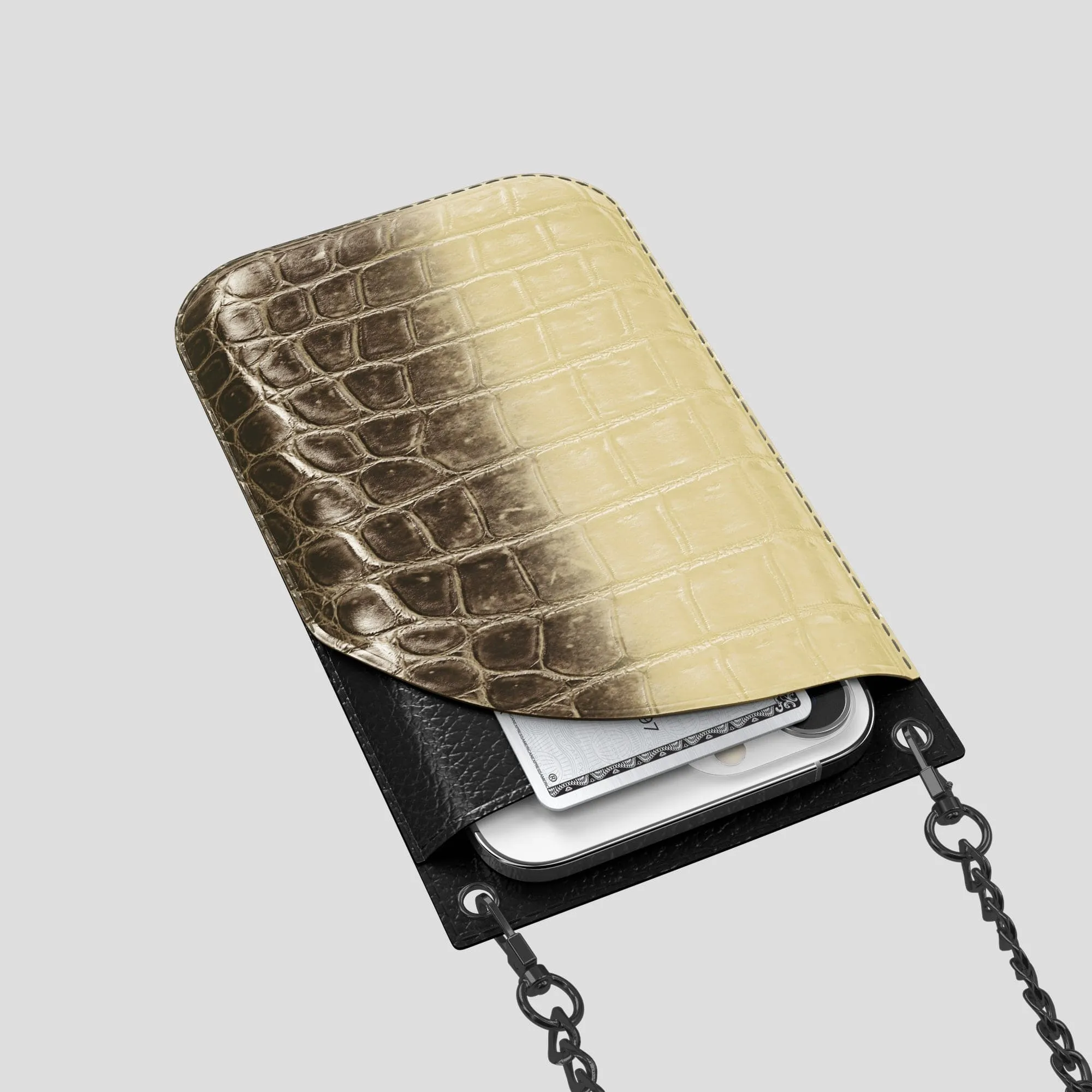 Crossbody Bag For iPhone 14 Pro In Himalayan Crocodile