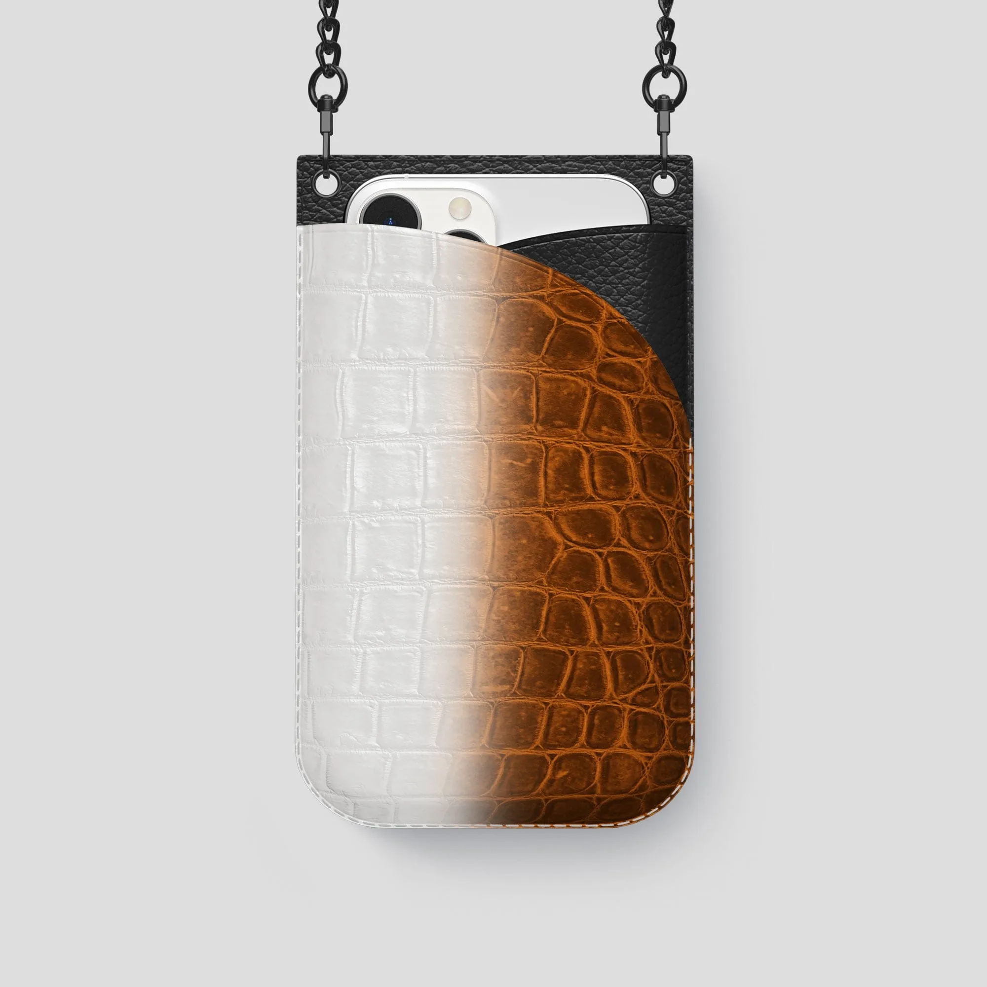 Crossbody Bag For iPhone 14 Pro In Himalayan Crocodile