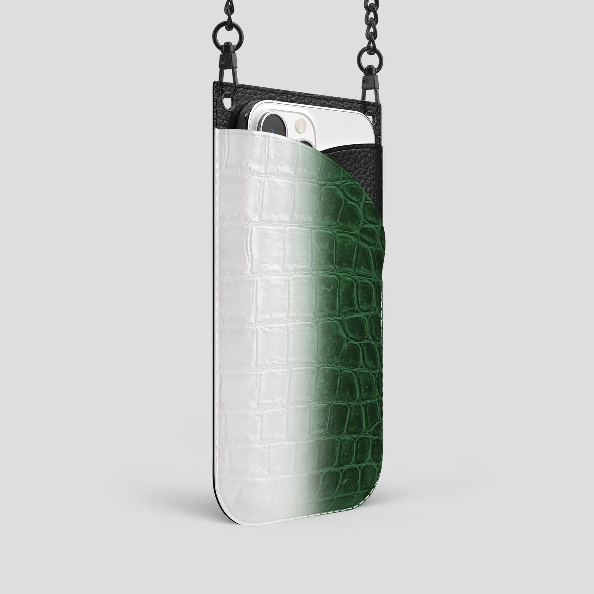 Crossbody Bag For iPhone 14 Pro In Himalayan Crocodile