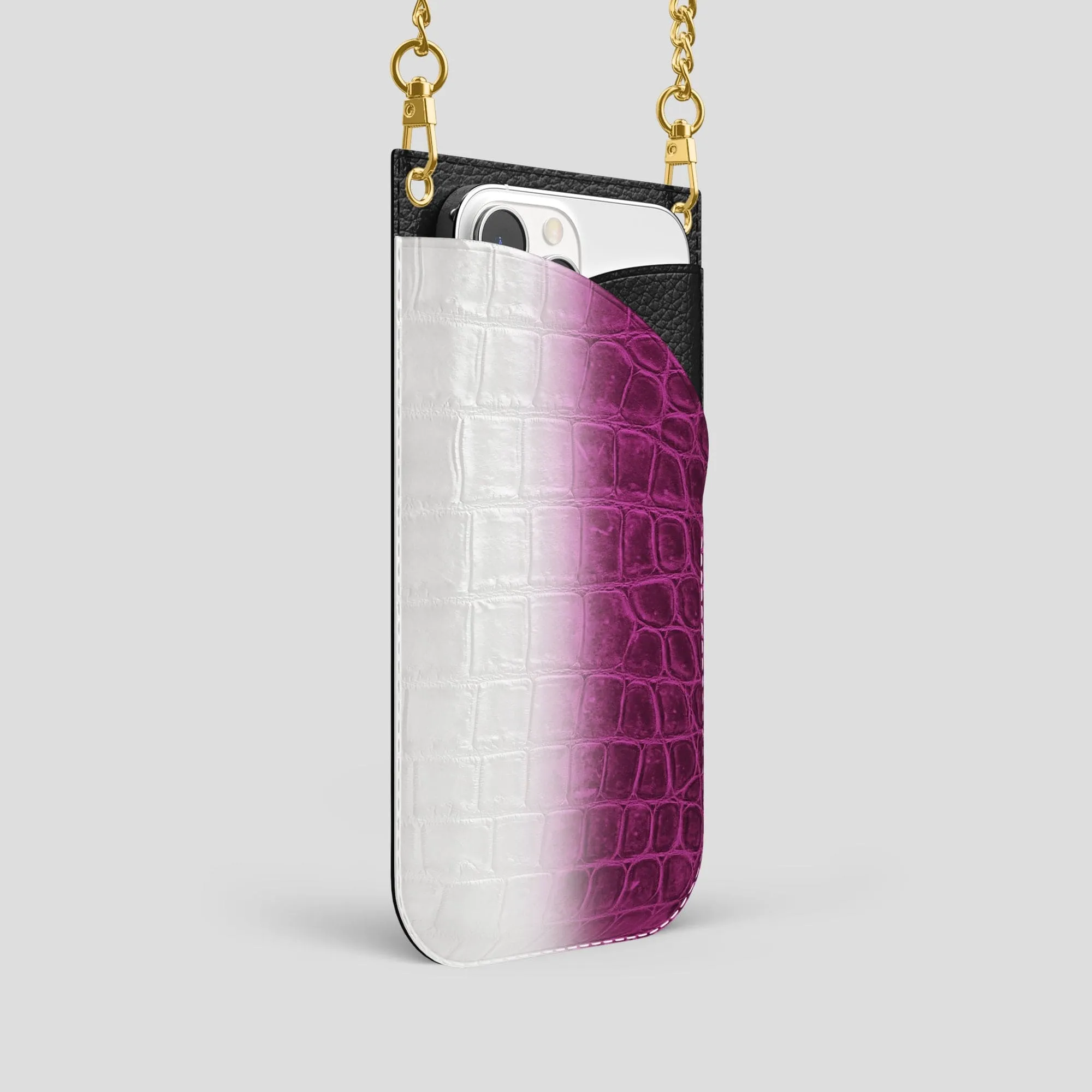 Crossbody Bag For iPhone 14 Pro In Himalayan Crocodile