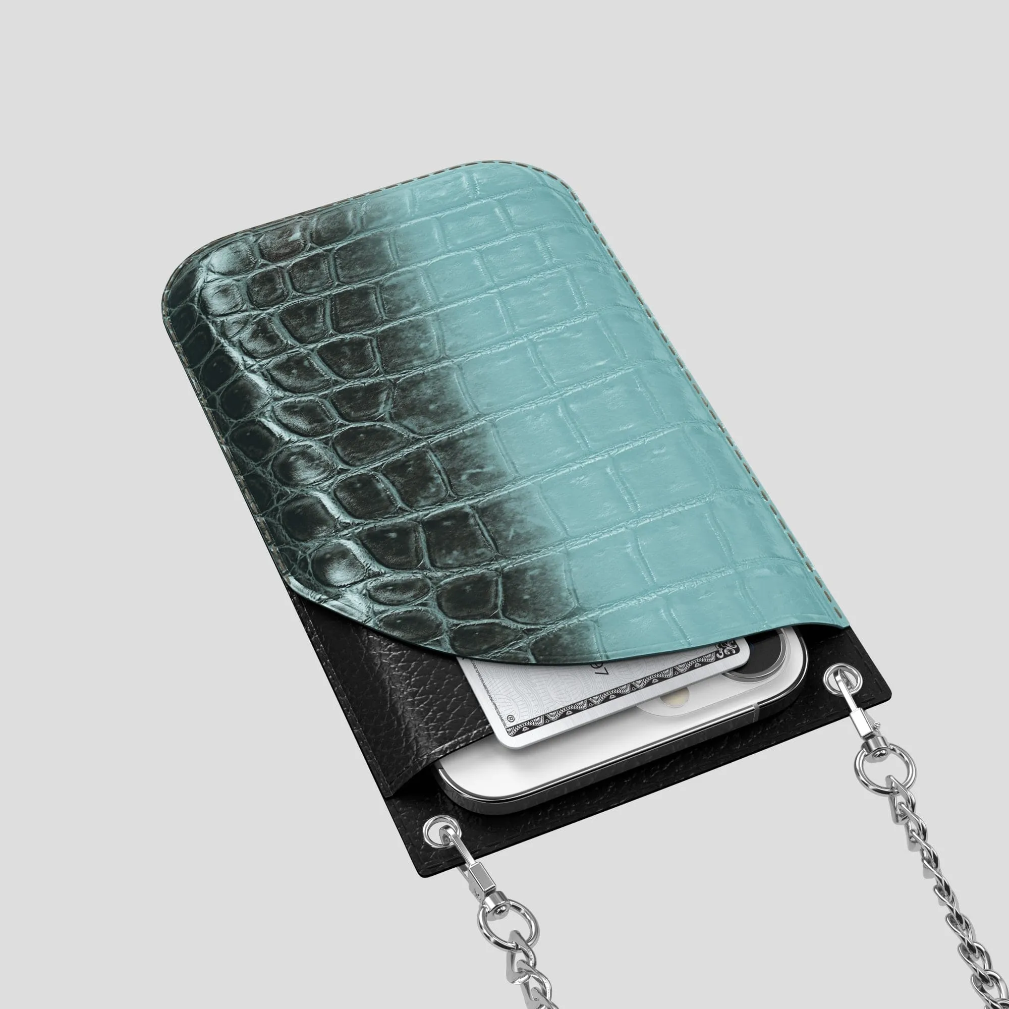Crossbody Bag For iPhone 14 Pro In Himalayan Crocodile