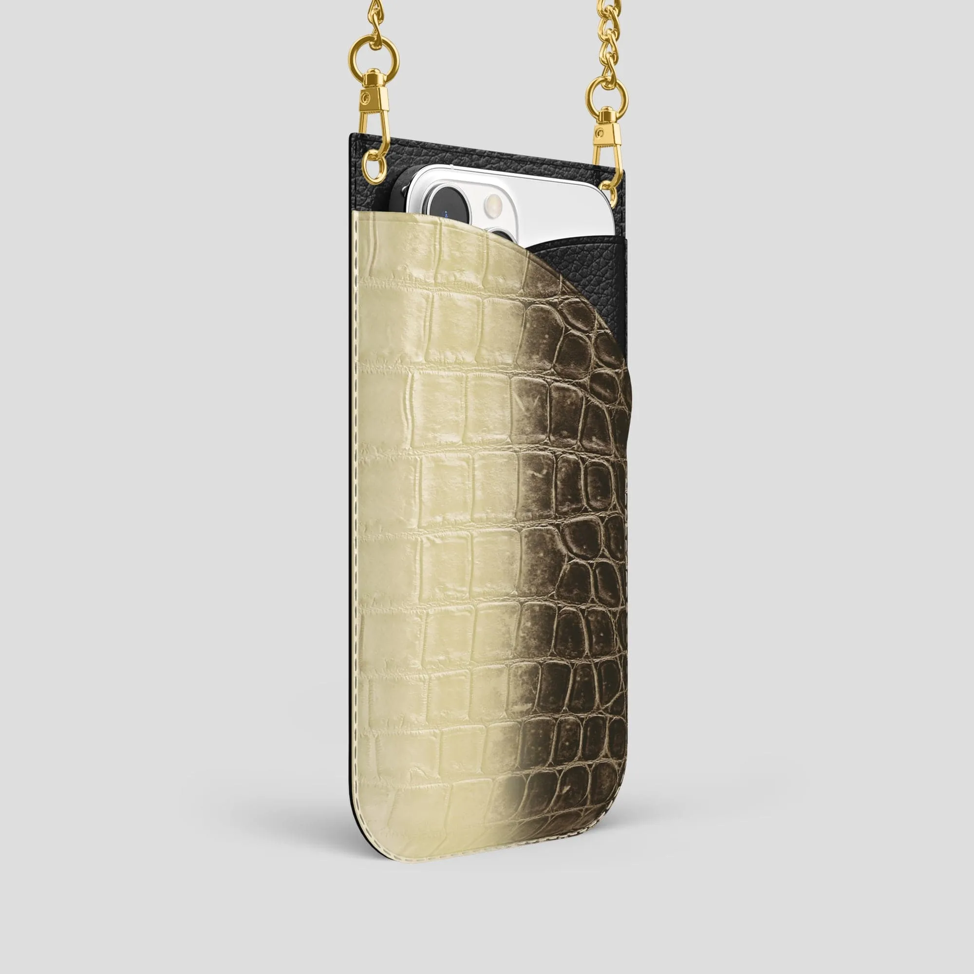 Crossbody Bag For iPhone 14 Pro In Himalayan Crocodile