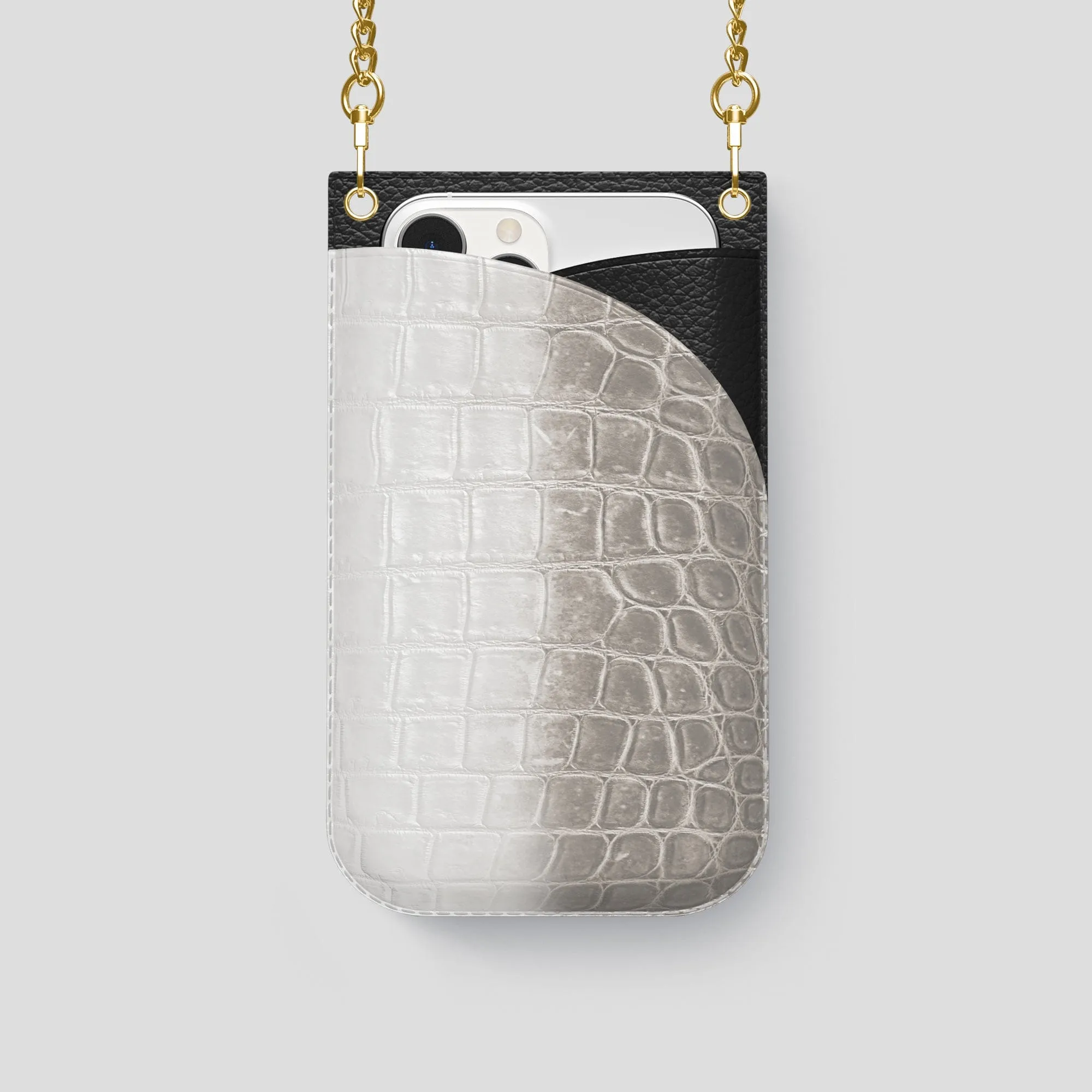 Crossbody Bag For iPhone 14 Pro In Himalayan Crocodile