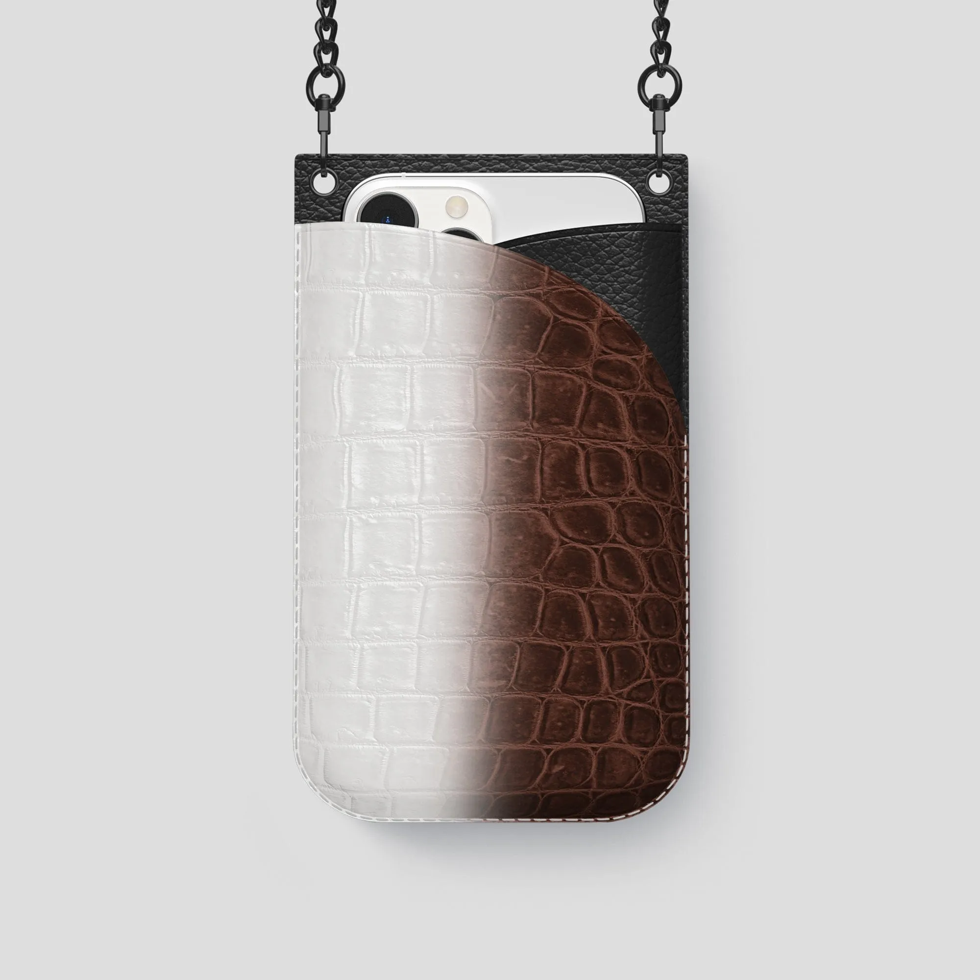Crossbody Bag For iPhone 14 Pro In Himalayan Crocodile