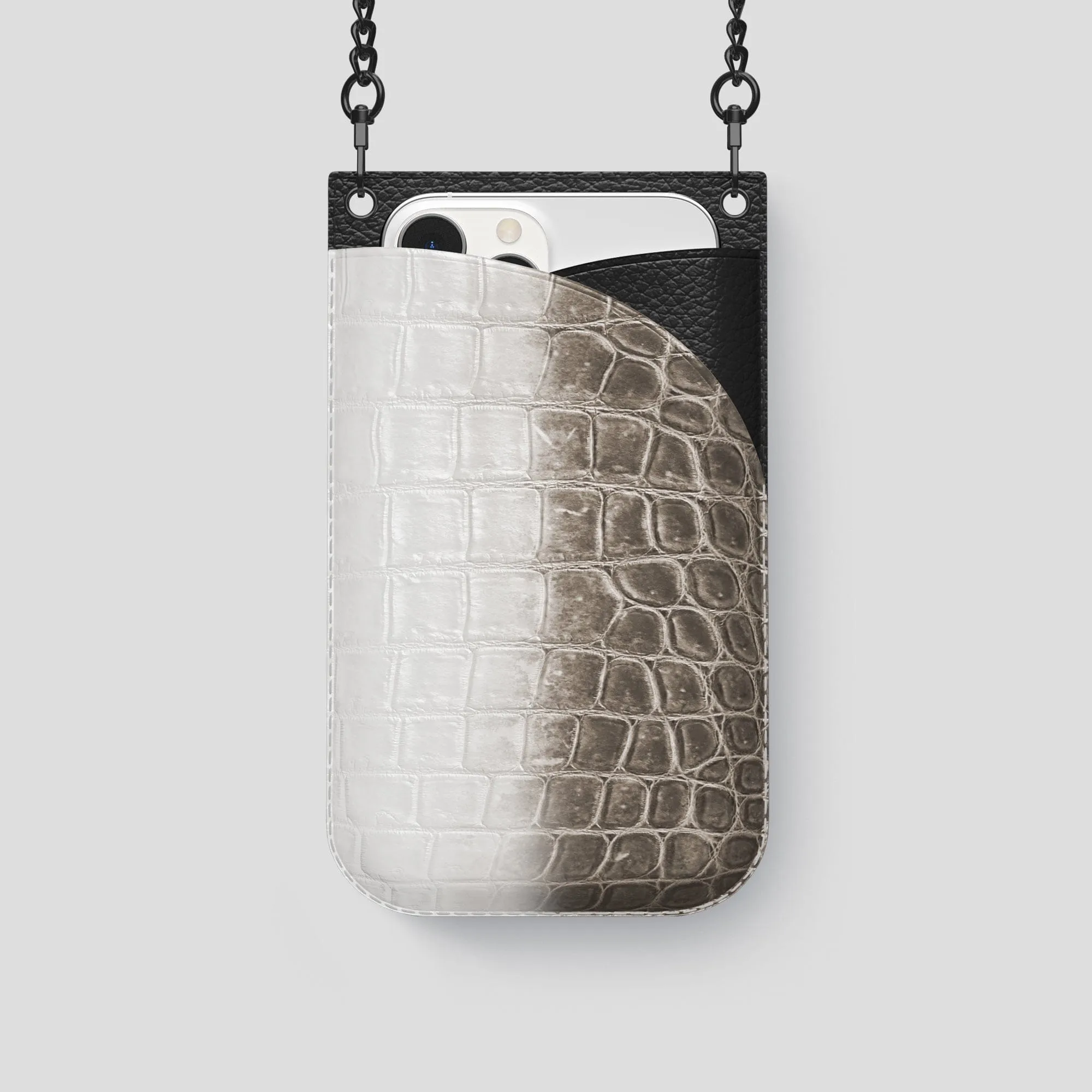 Crossbody Bag For iPhone 14 Pro In Himalayan Crocodile