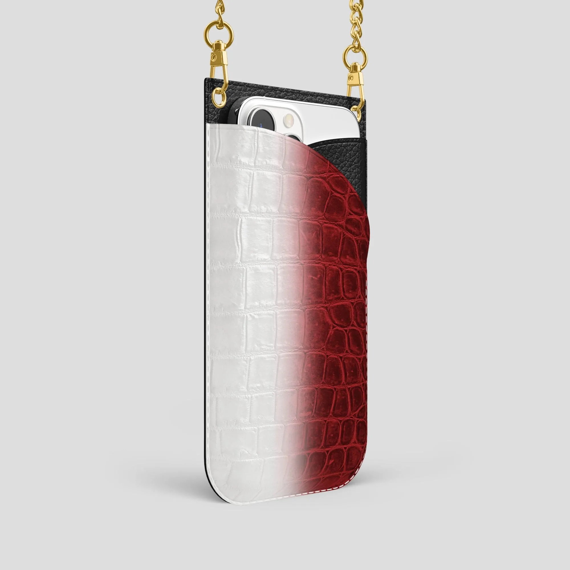 Crossbody Bag For iPhone 14 Pro In Himalayan Crocodile